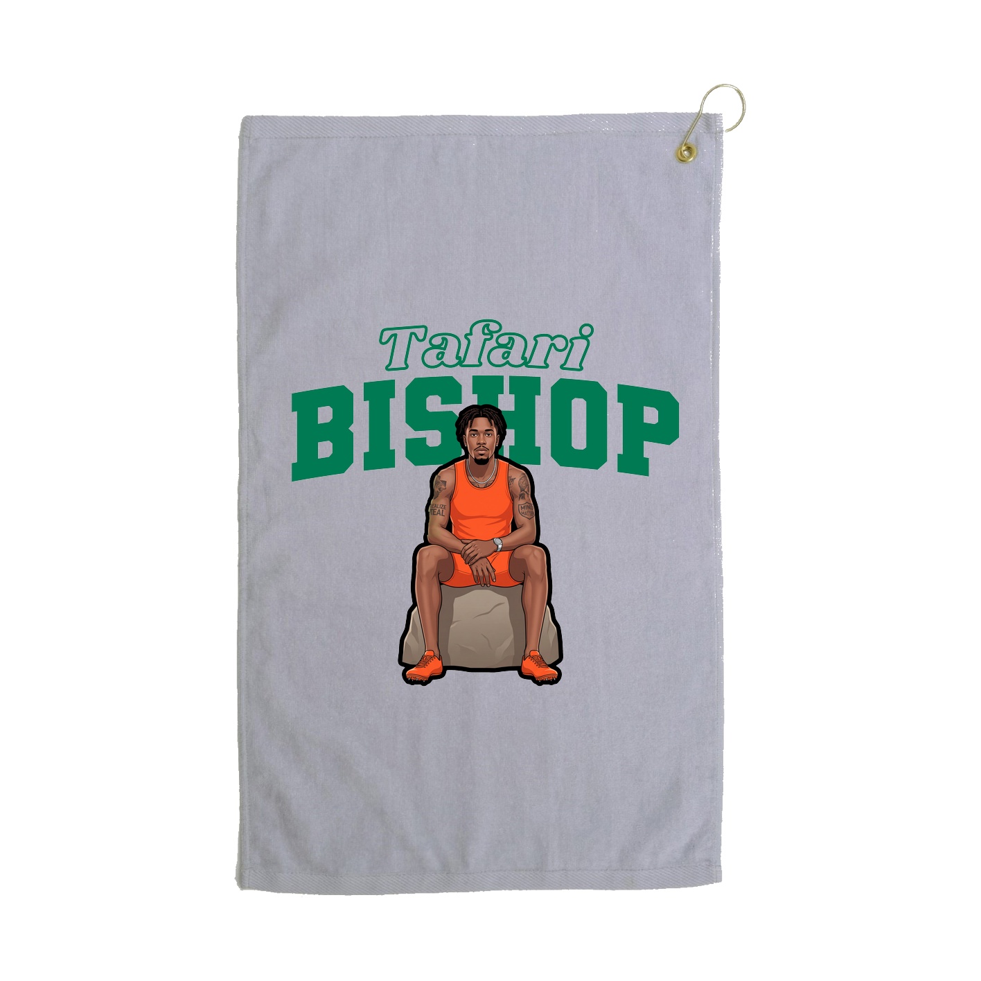 Golf Towel — Name Arch in Grey