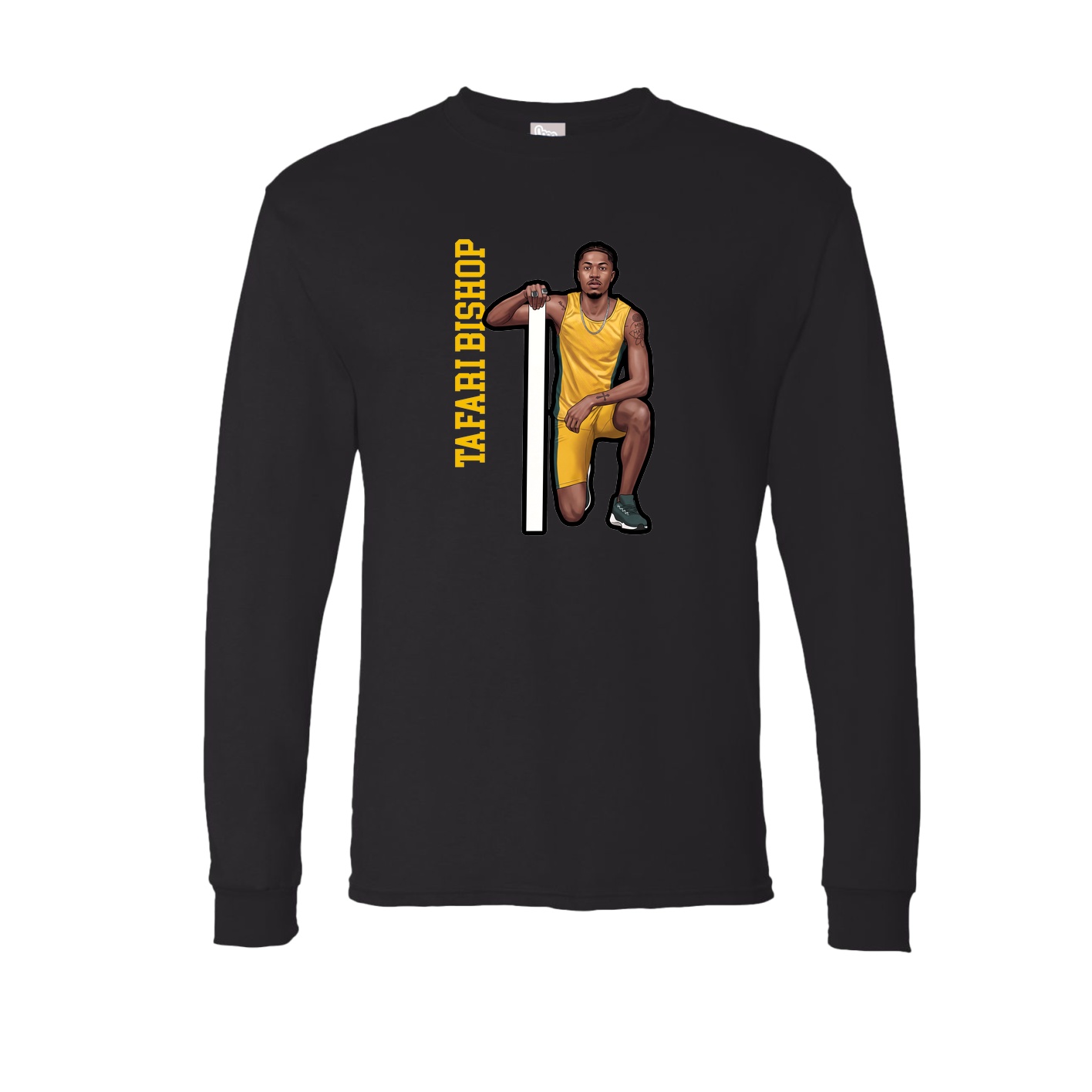 Long Sleeve Tee — Name Vertical in Black