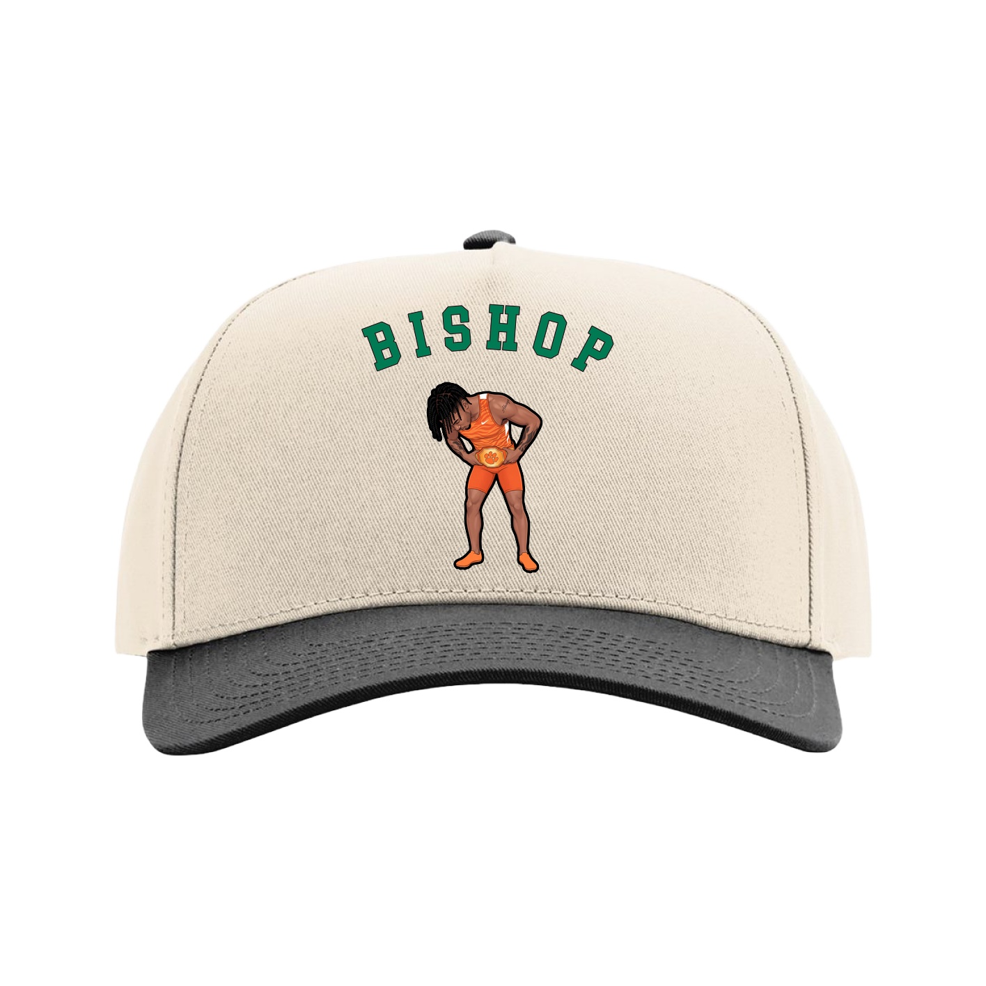 Full Fabric Five-Panel Champ Cap — Shirsey Arch in Cream/Black