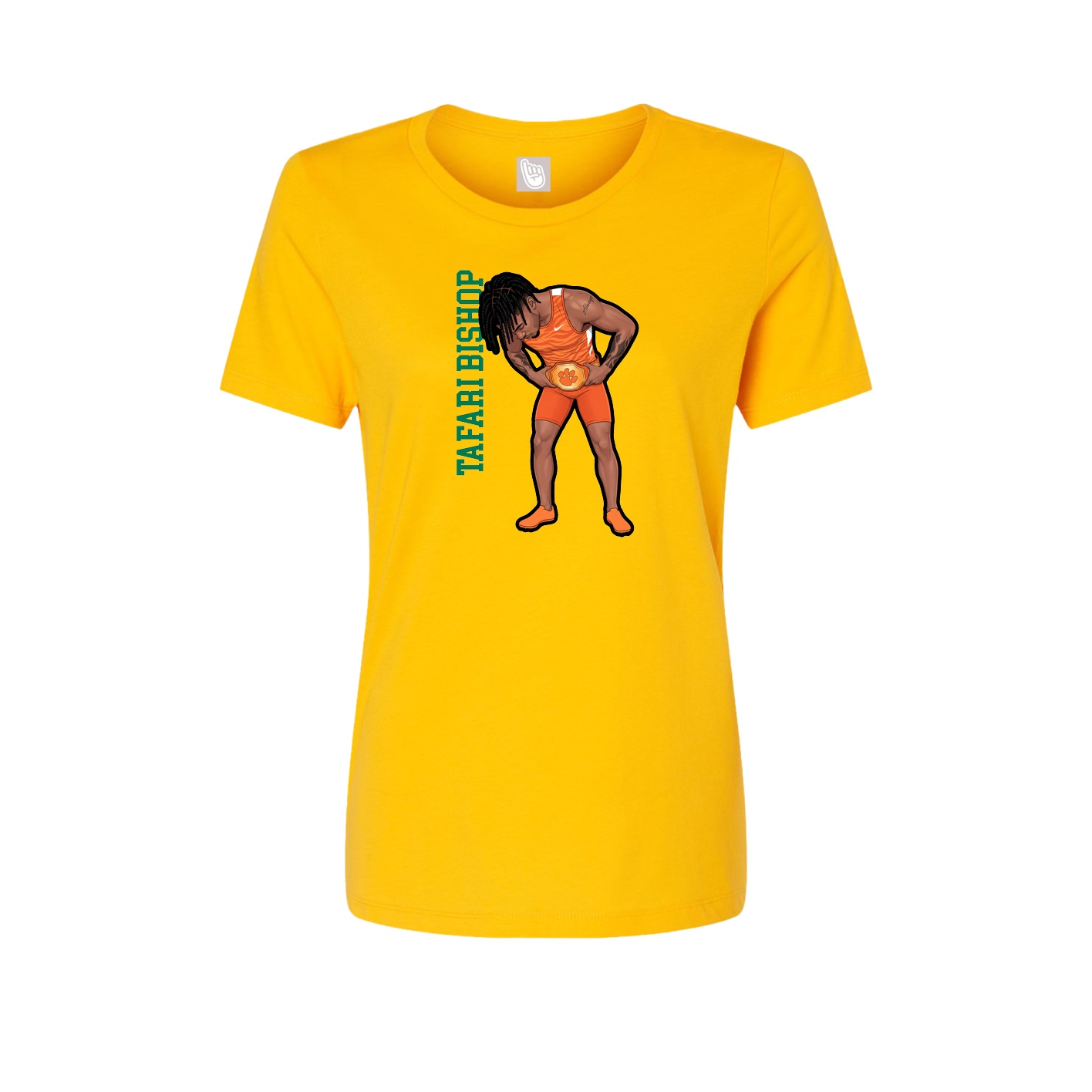 Womens Tee — Name Vertical in Gold