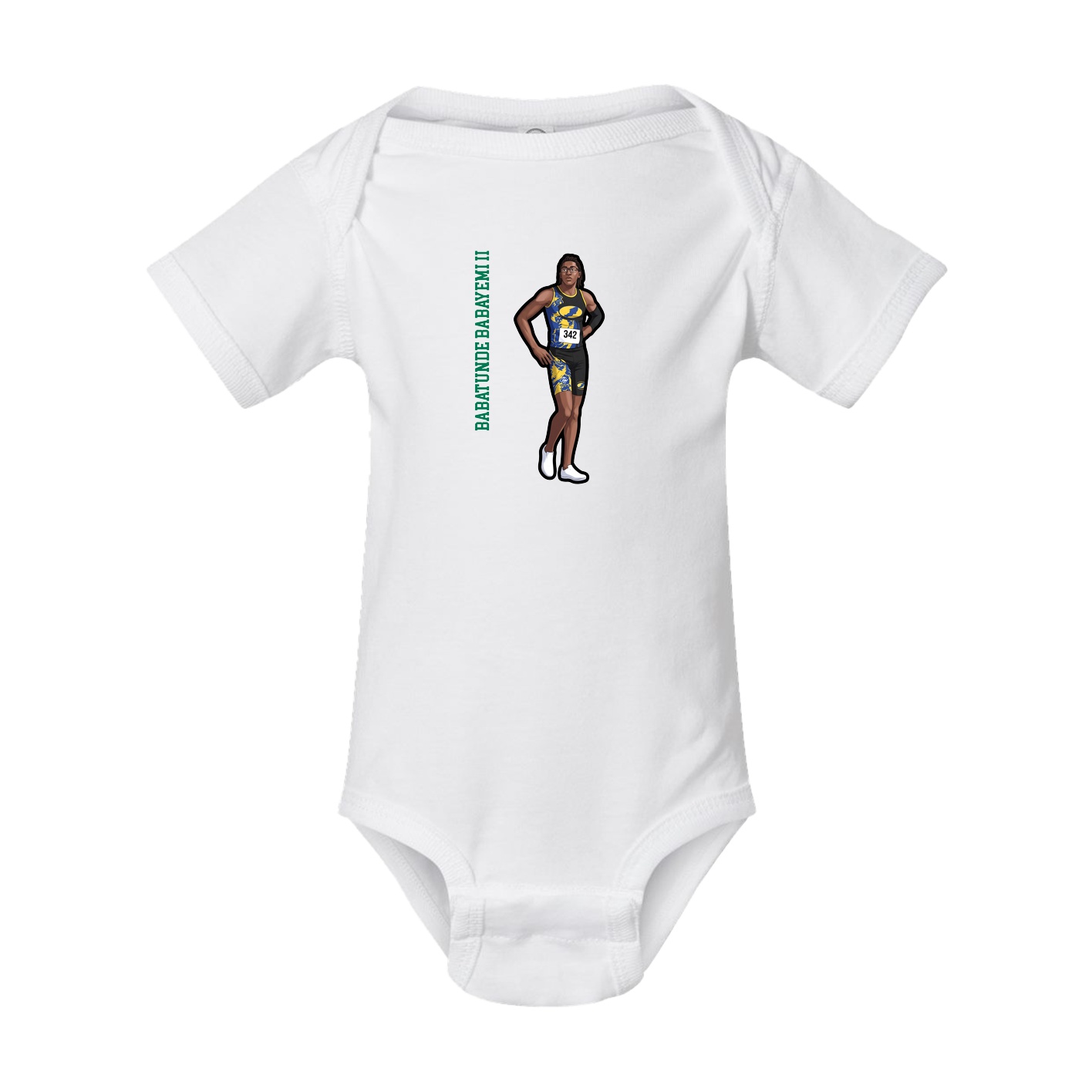 Baby Onesie — Name Vertical in White