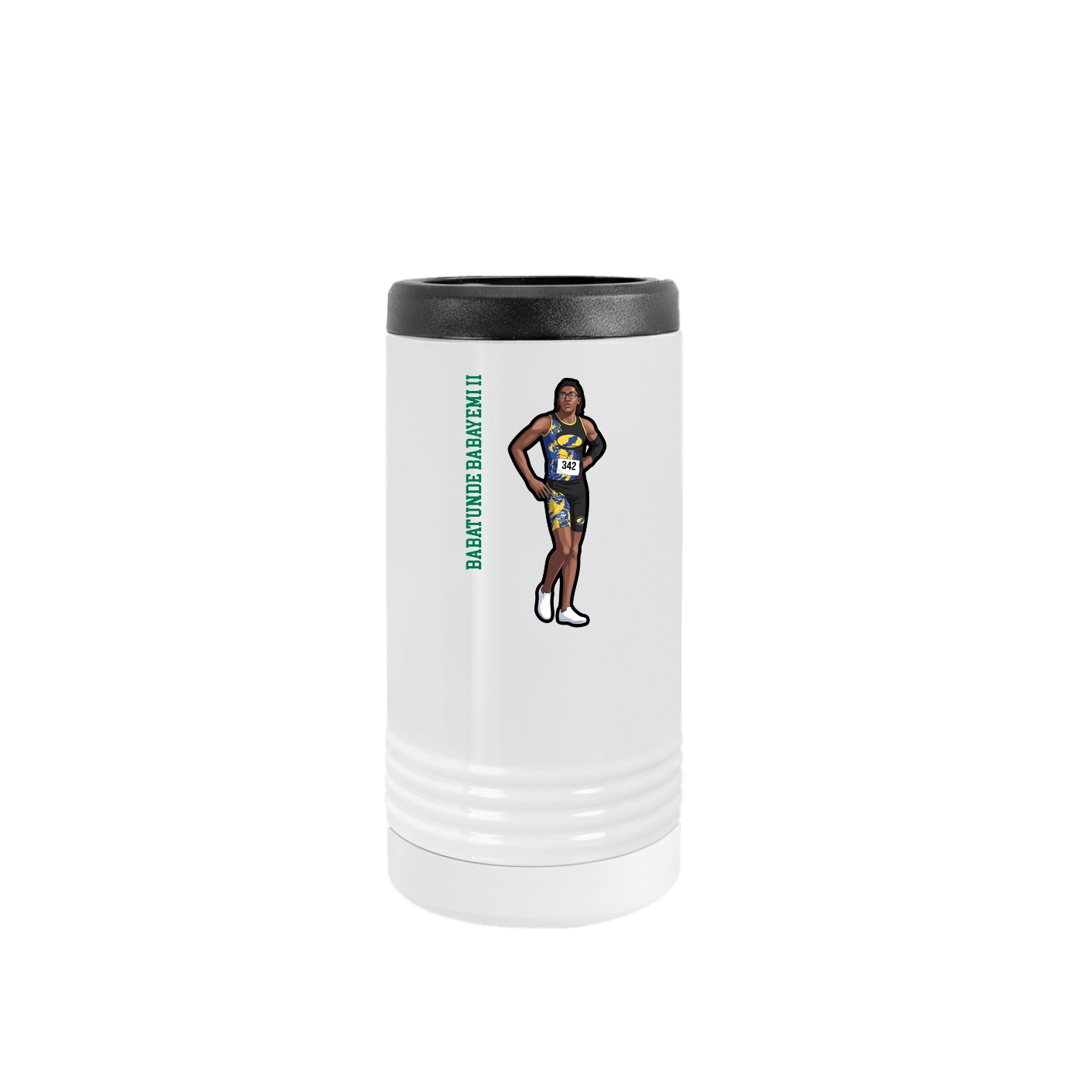 Slim Beverage Holder — Name Vertical in White