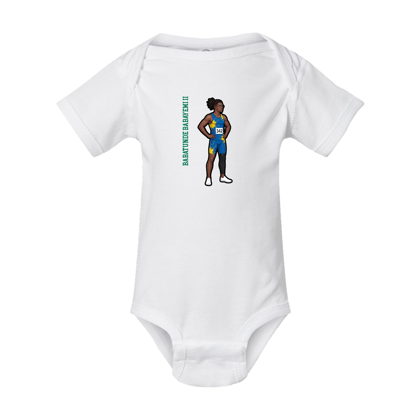 Baby Onesie — Name Vertical in White