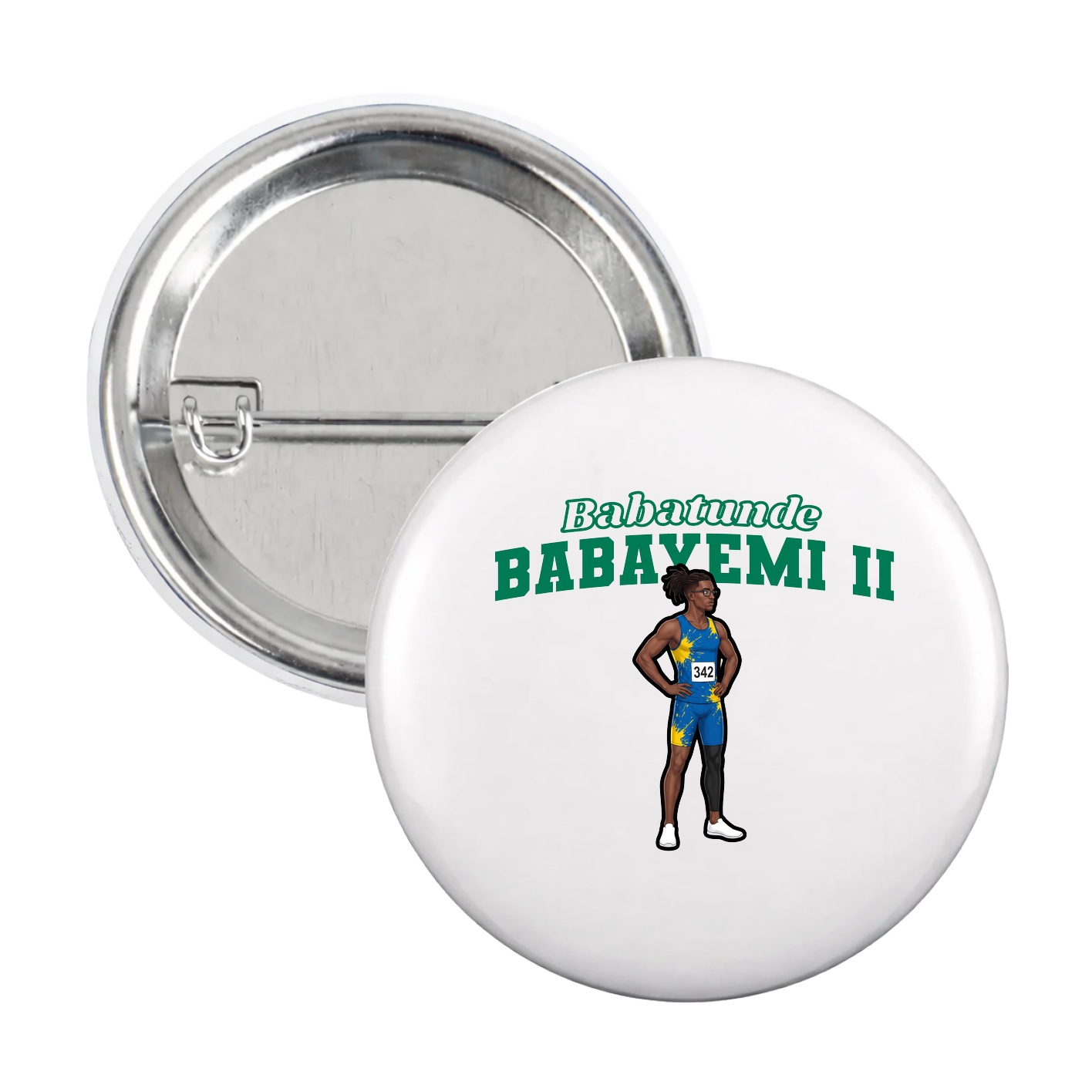 Game Day Button — Name Arch in White