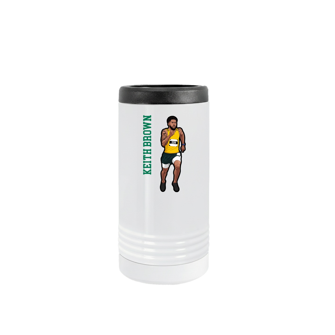 Slim Beverage Holder — Name Vertical in White
