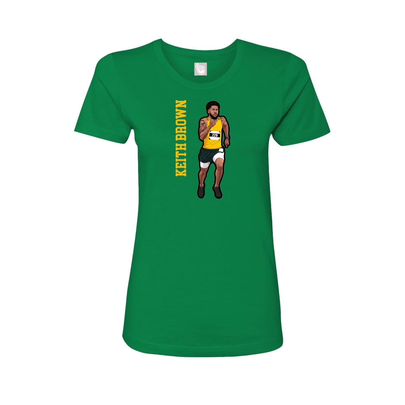 Fitted Women's Tee — Name Vertical in Green