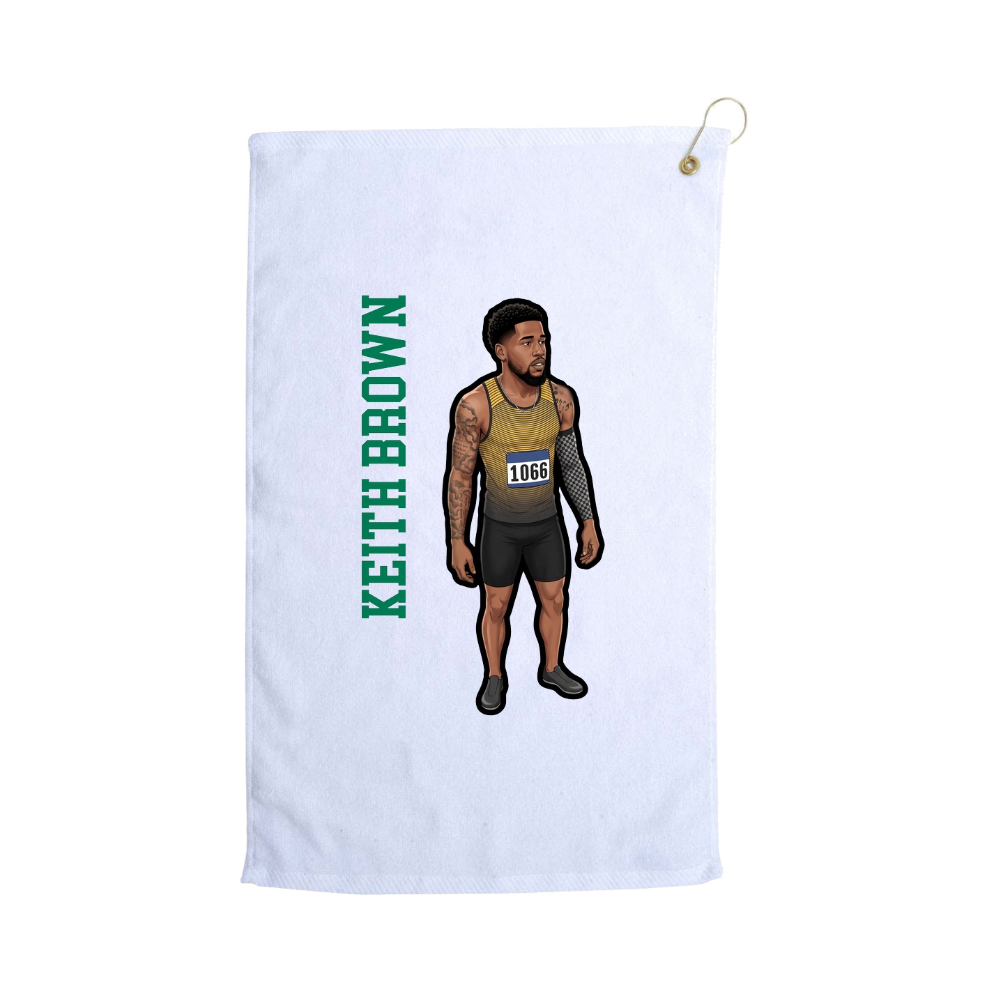 Golf Towel — Name Vertical in White
