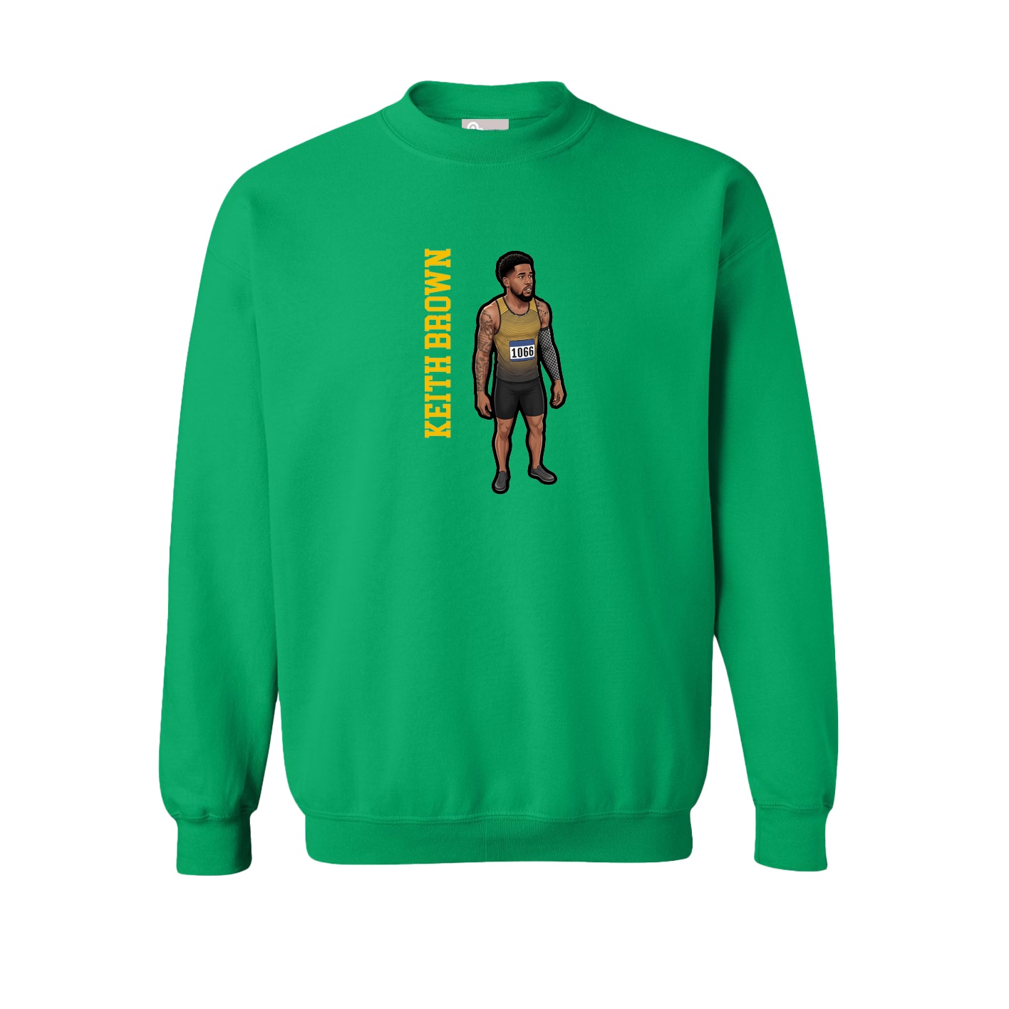 Fleece Crew — Name Vertical in Green