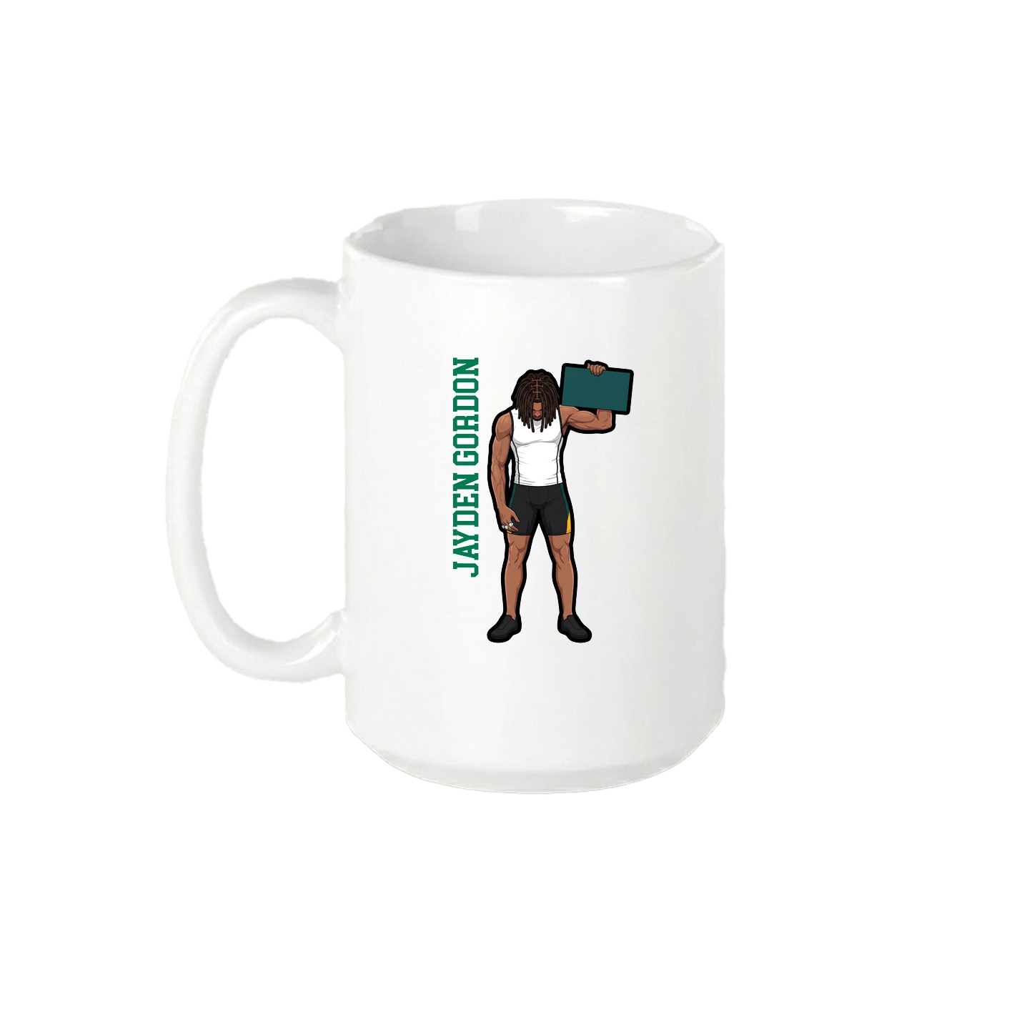 15oz Coffee Mug — Name Vertical in White