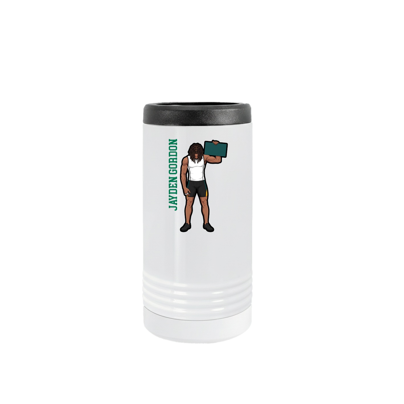 Slim Beverage Holder — Name Vertical in White