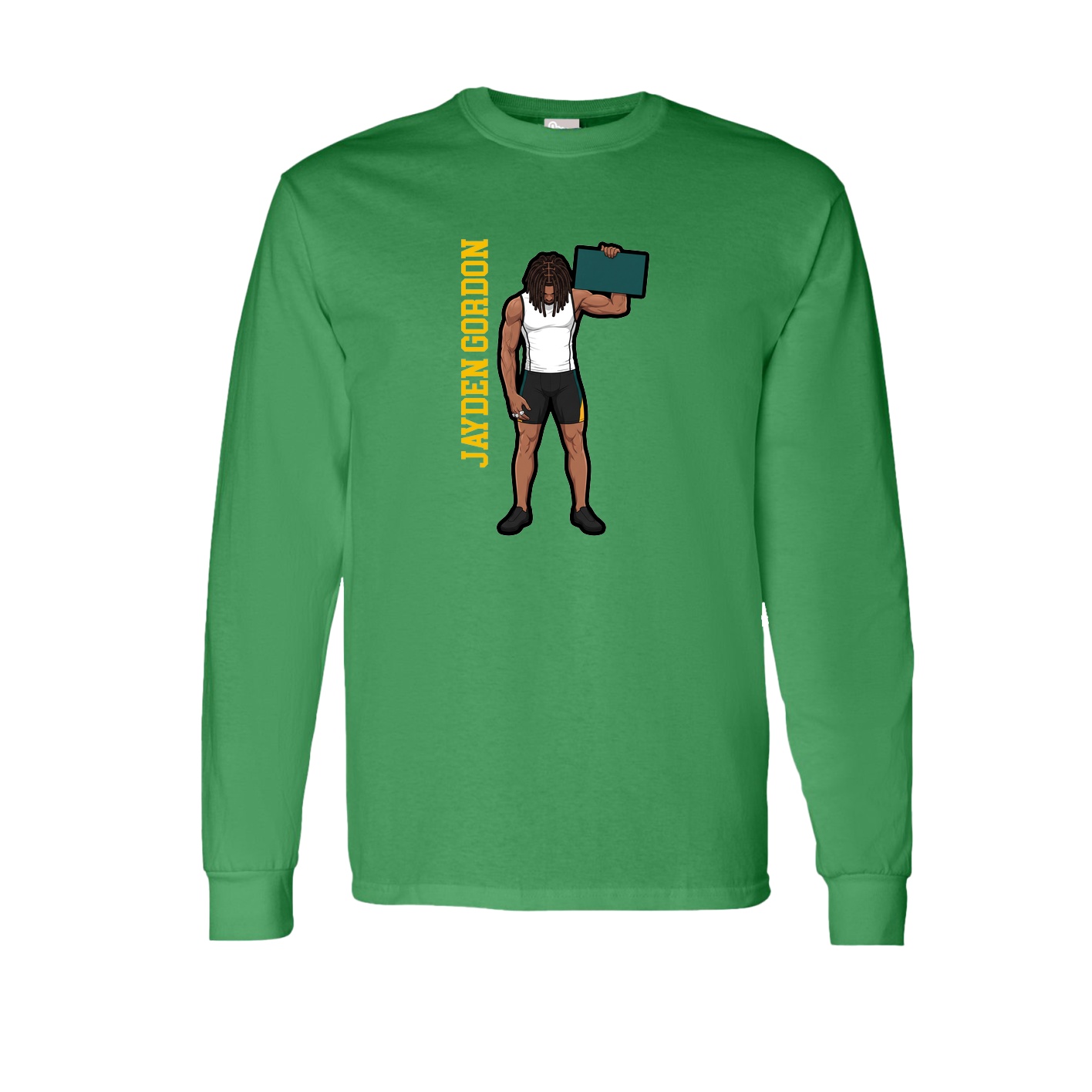 Long Sleeve Tee — Name Vertical in Green
