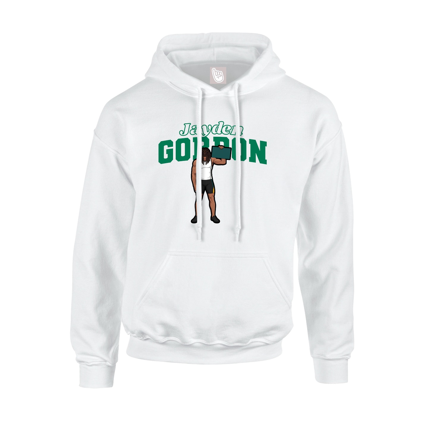 Youth Hoodie — Name Arch in White