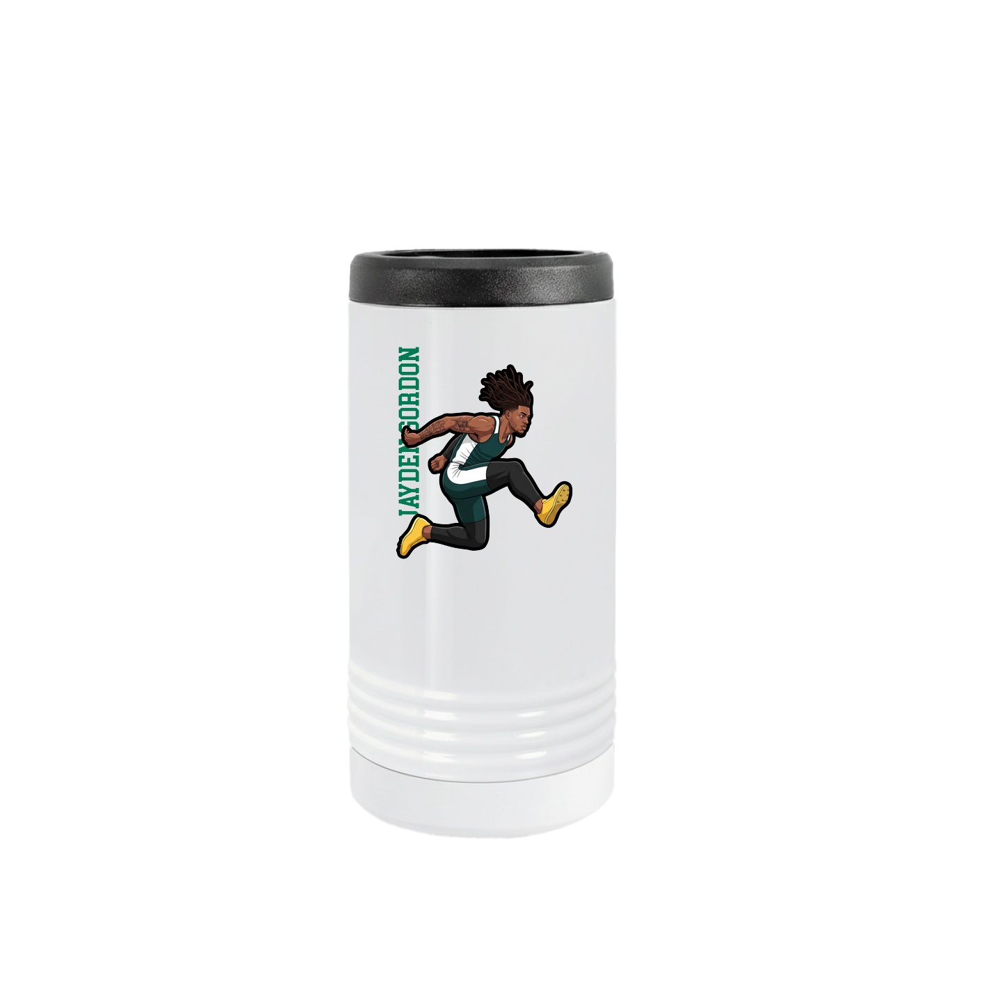 Slim Beverage Holder — Name Vertical in White
