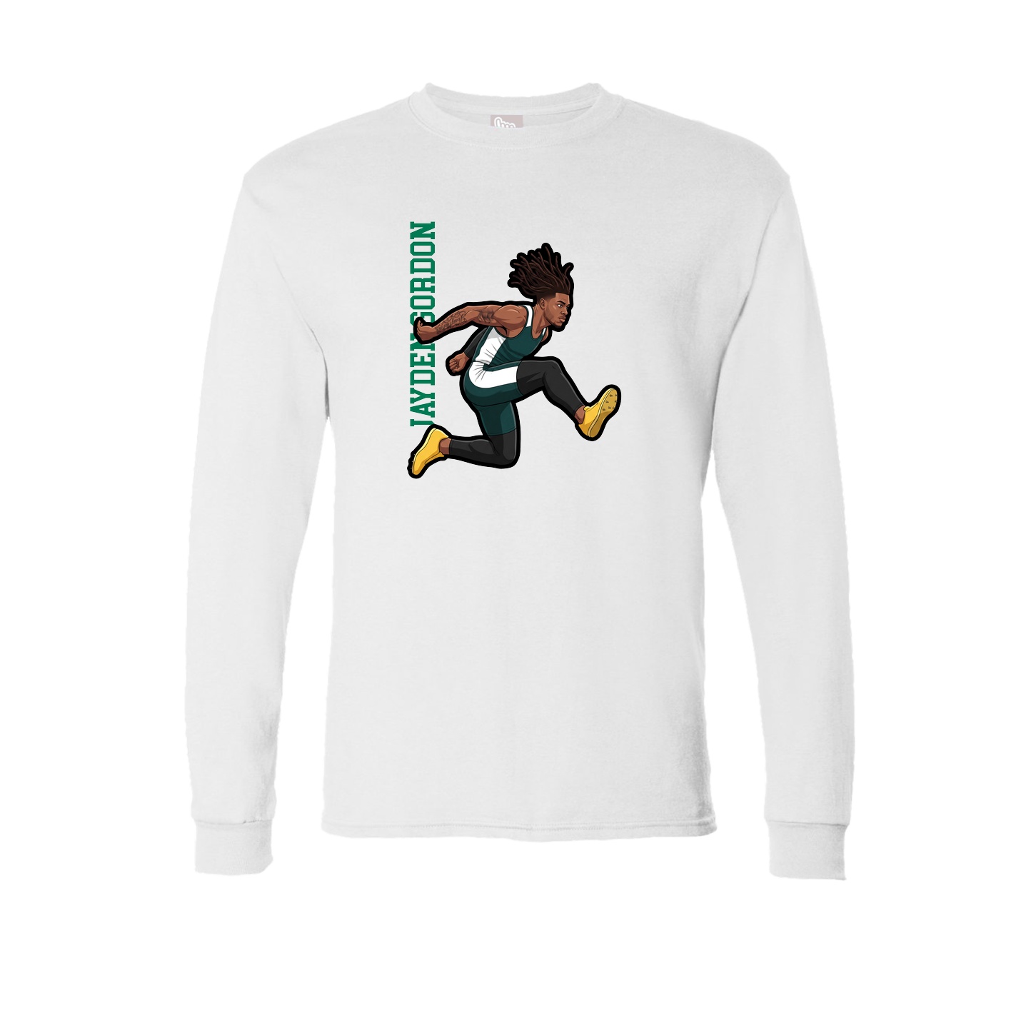 Long Sleeve Tee — Name Vertical in White