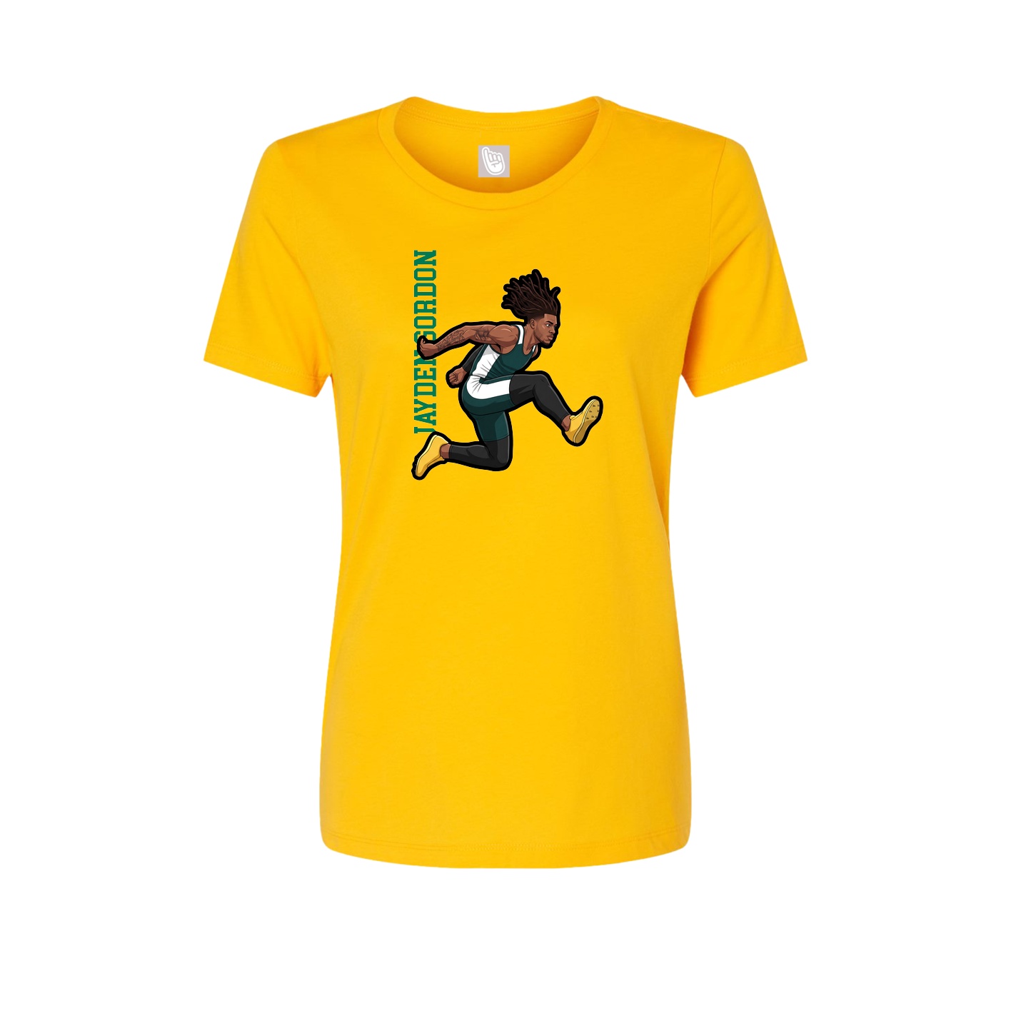 Fitted Women's Tee — Name Vertical in Gold