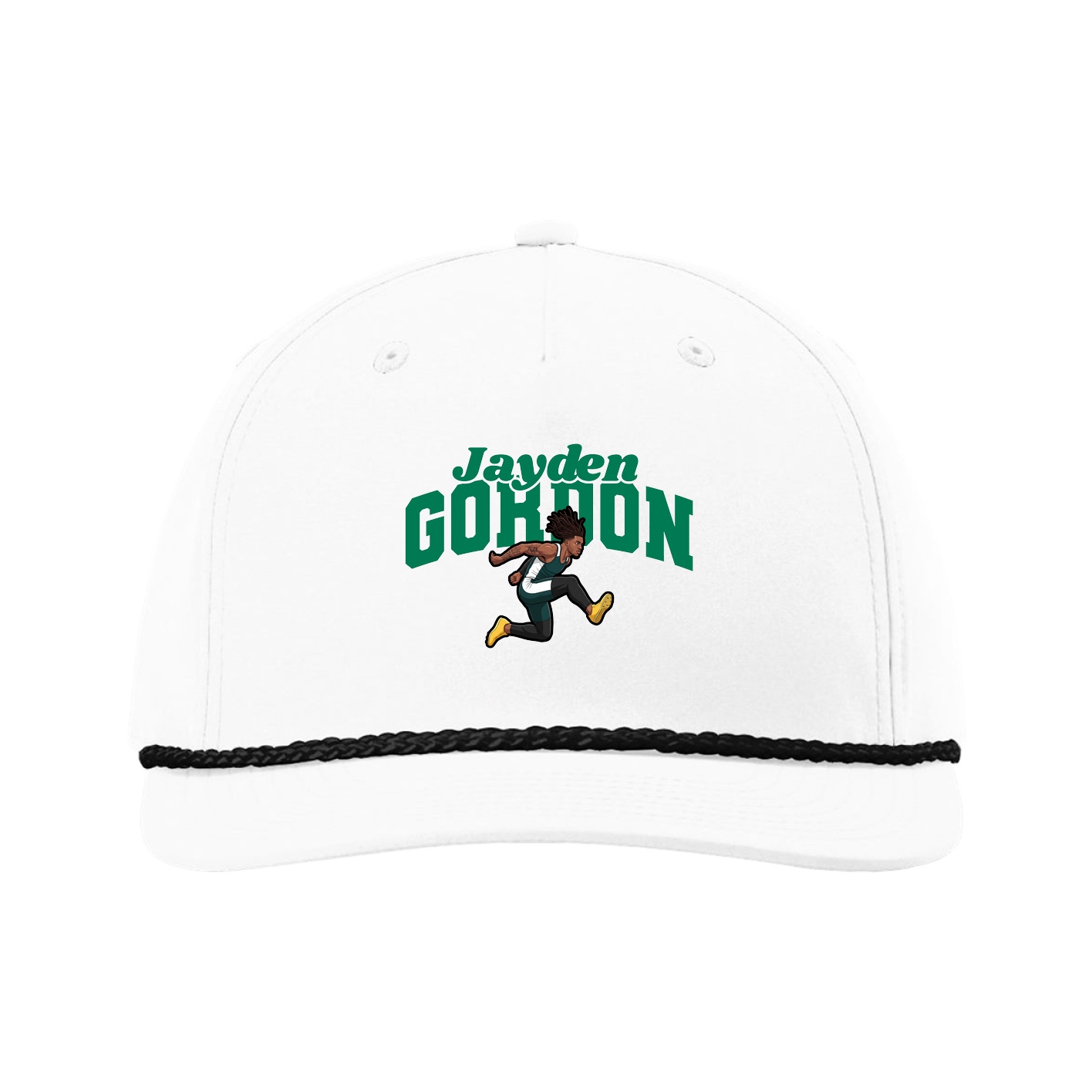 Five-Panel Classic Rope Cap — Signature Arch in White