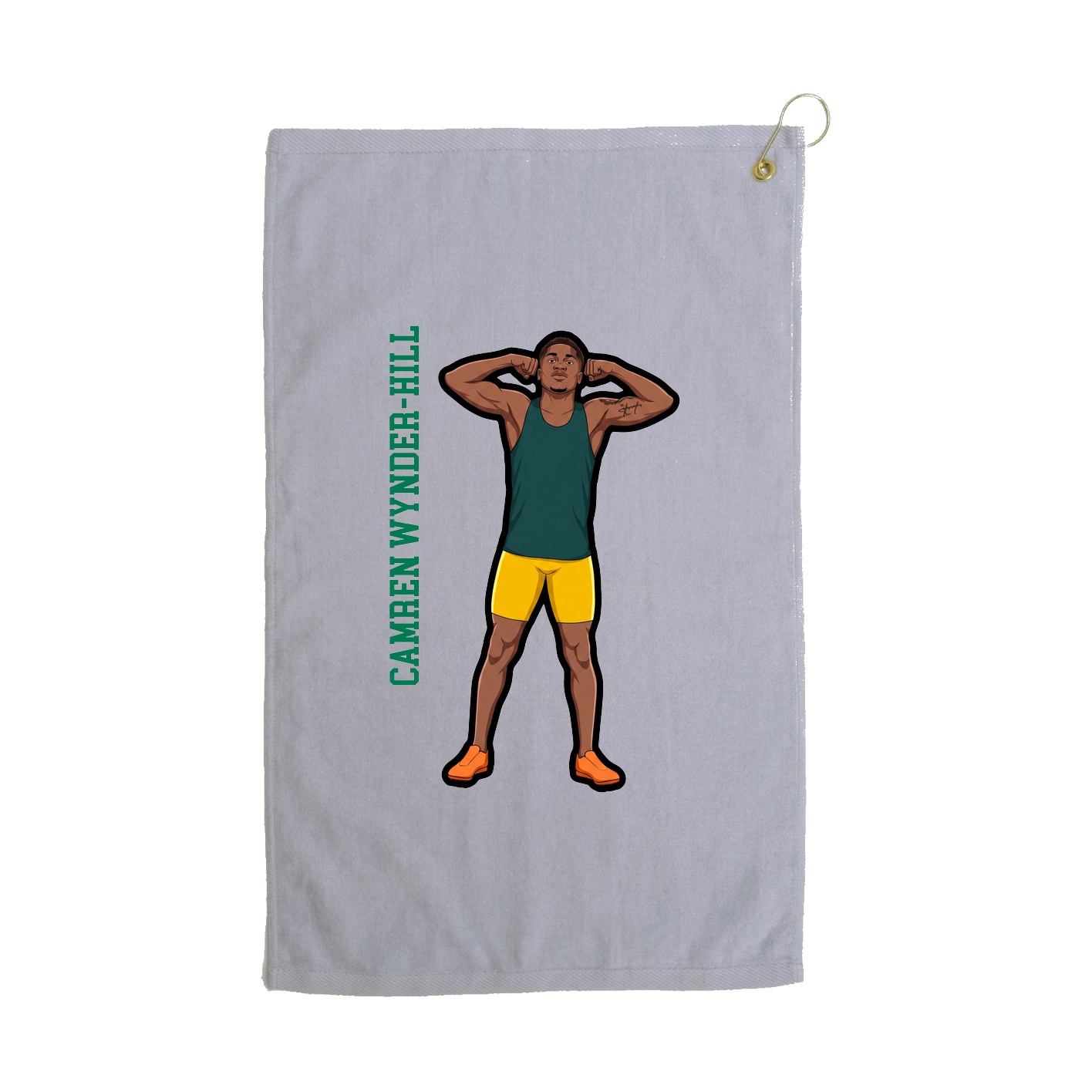 Golf Towel — Name Vertical in Grey