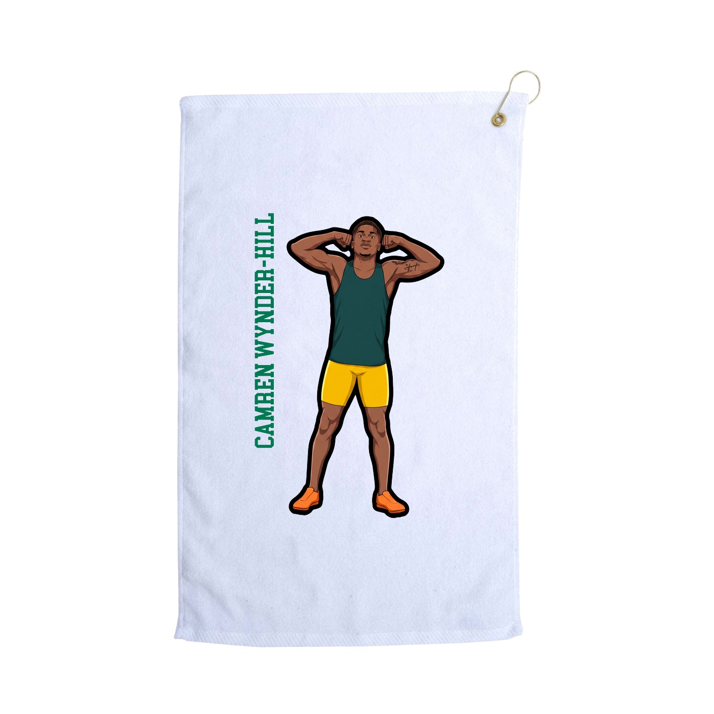 Golf Towel — Name Vertical in White