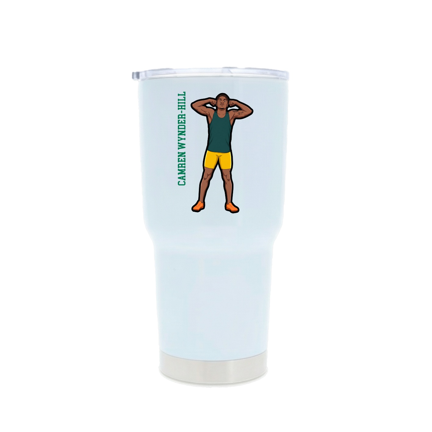 30oz Stainless Steel Tumbler — Name Vertical in White