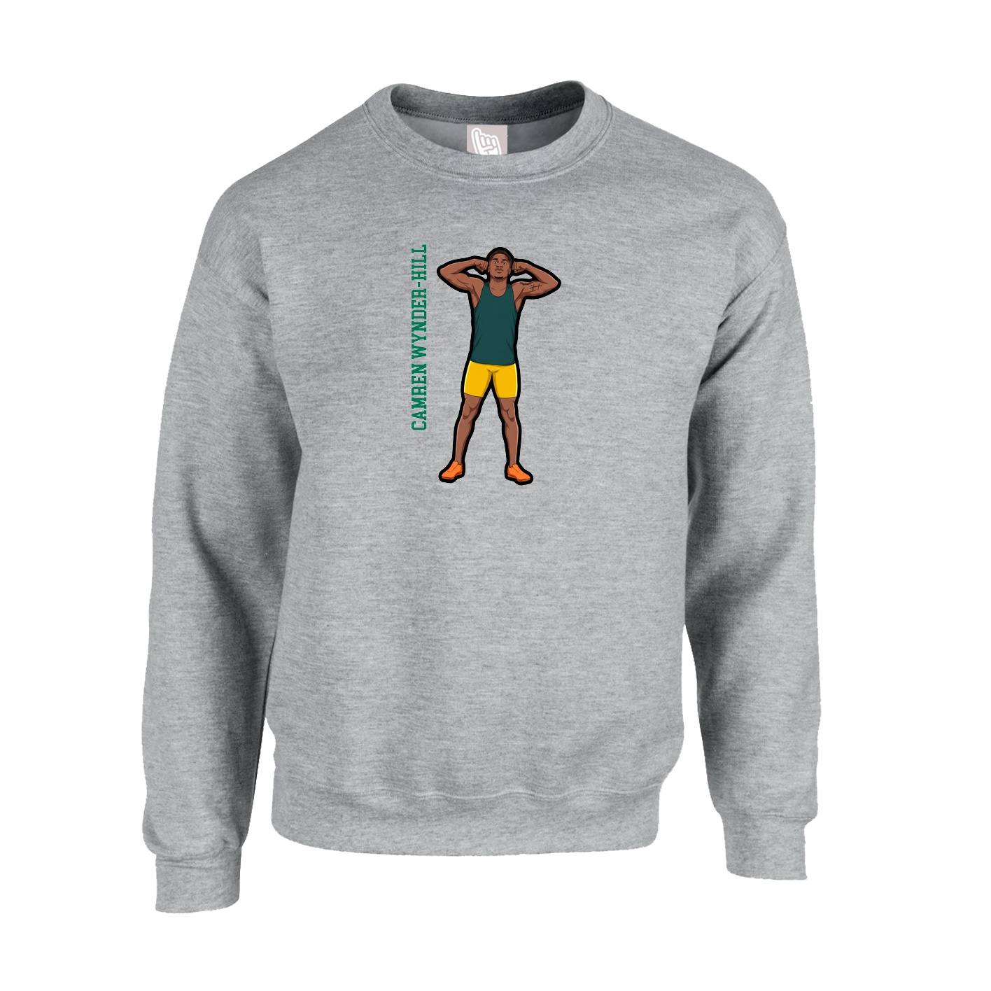 Fleece Crew — Name Vertical in Grey