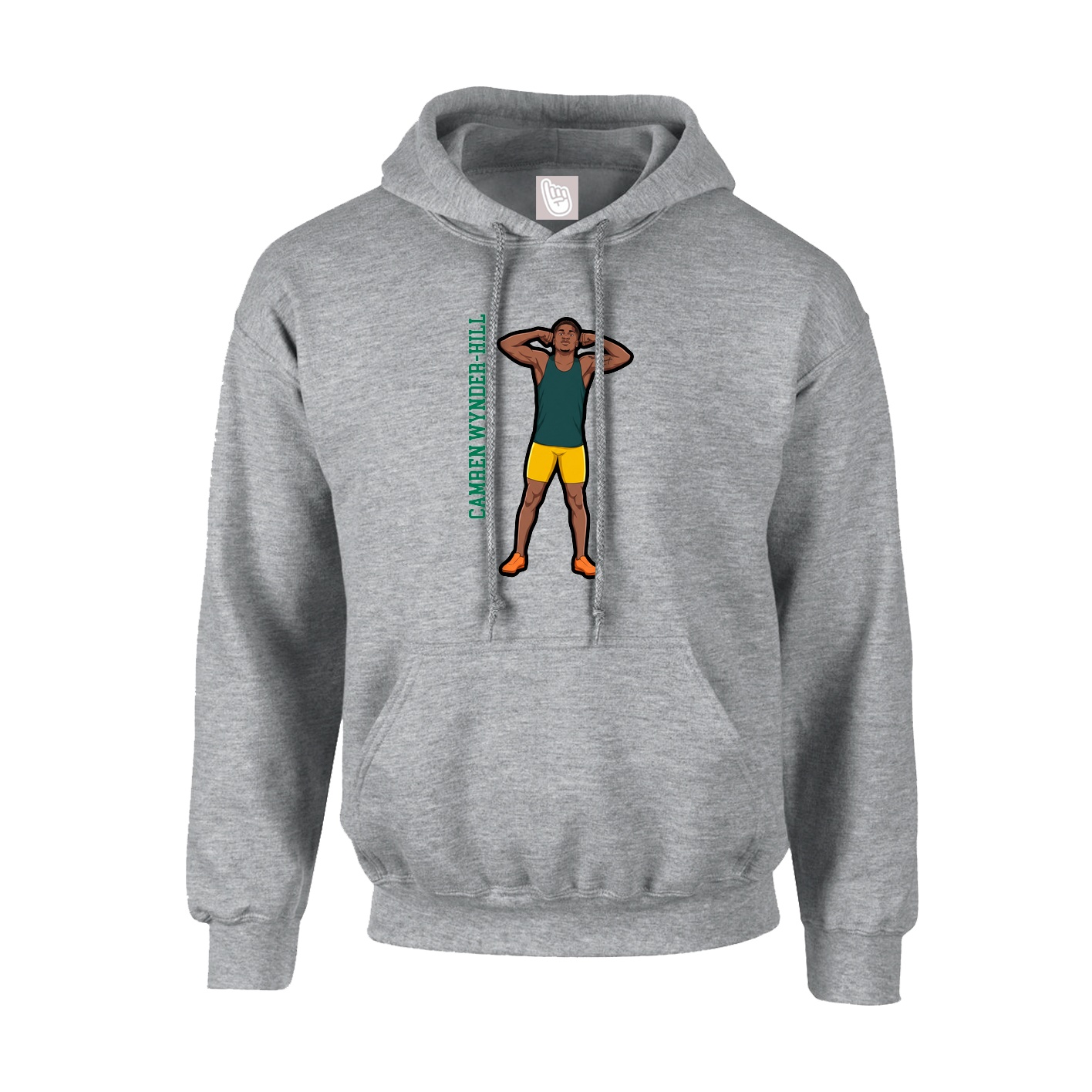 Youth Hoodie — Name Vertical in Grey