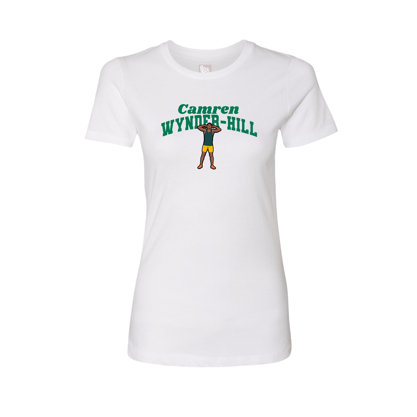 Fitted Women's Tee — Signature Arch in White