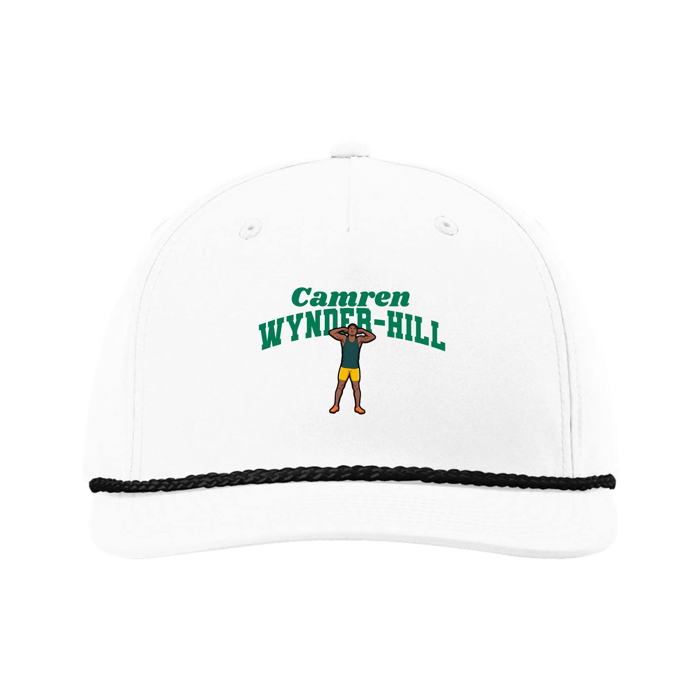 Five-Panel Classic Rope Cap — Signature Arch in White