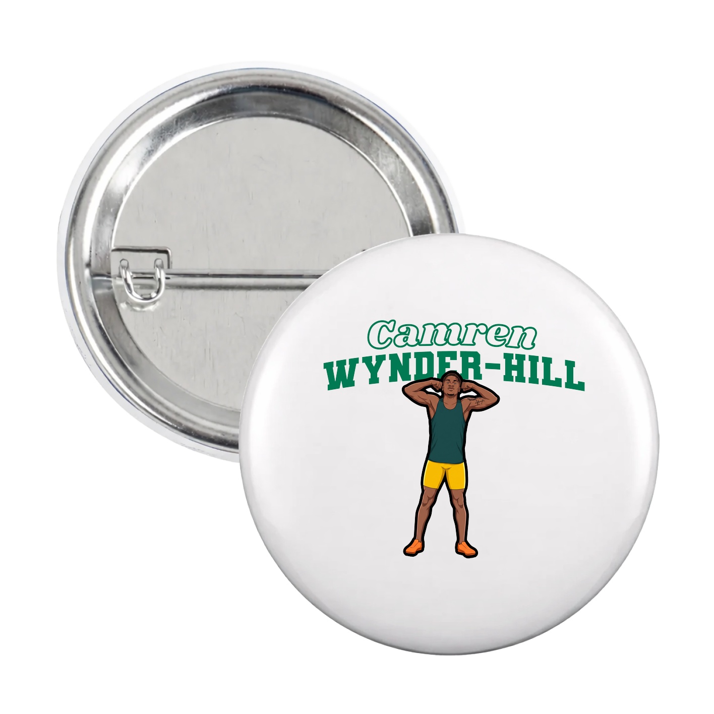 Game Day Button — Name Arch in White