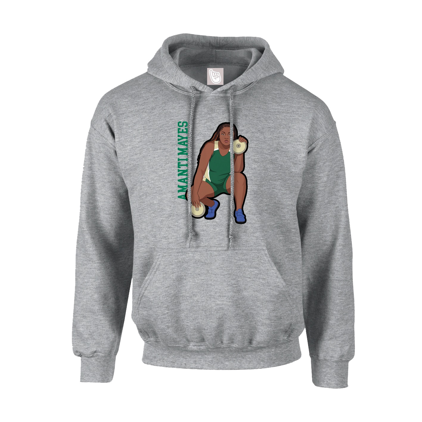 Youth Hoodie — Name Vertical in Grey