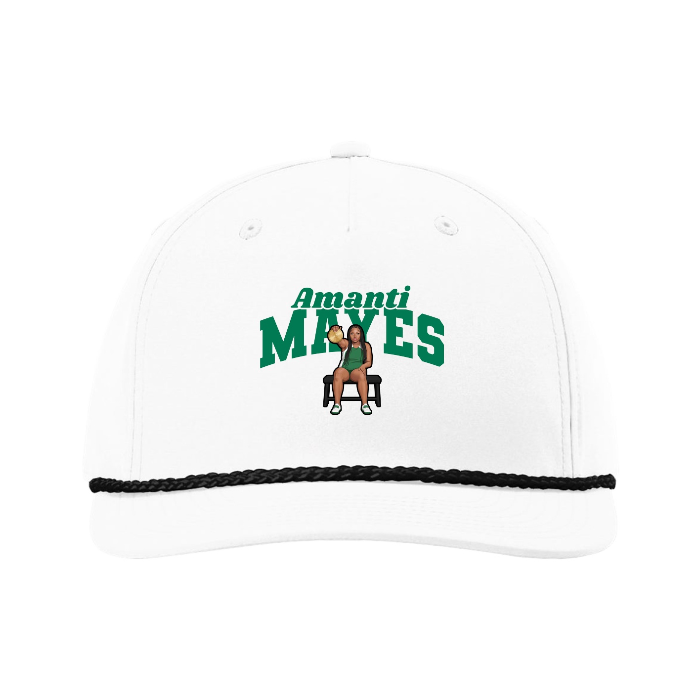 Five-Panel Classic Rope Cap — Signature Arch in White