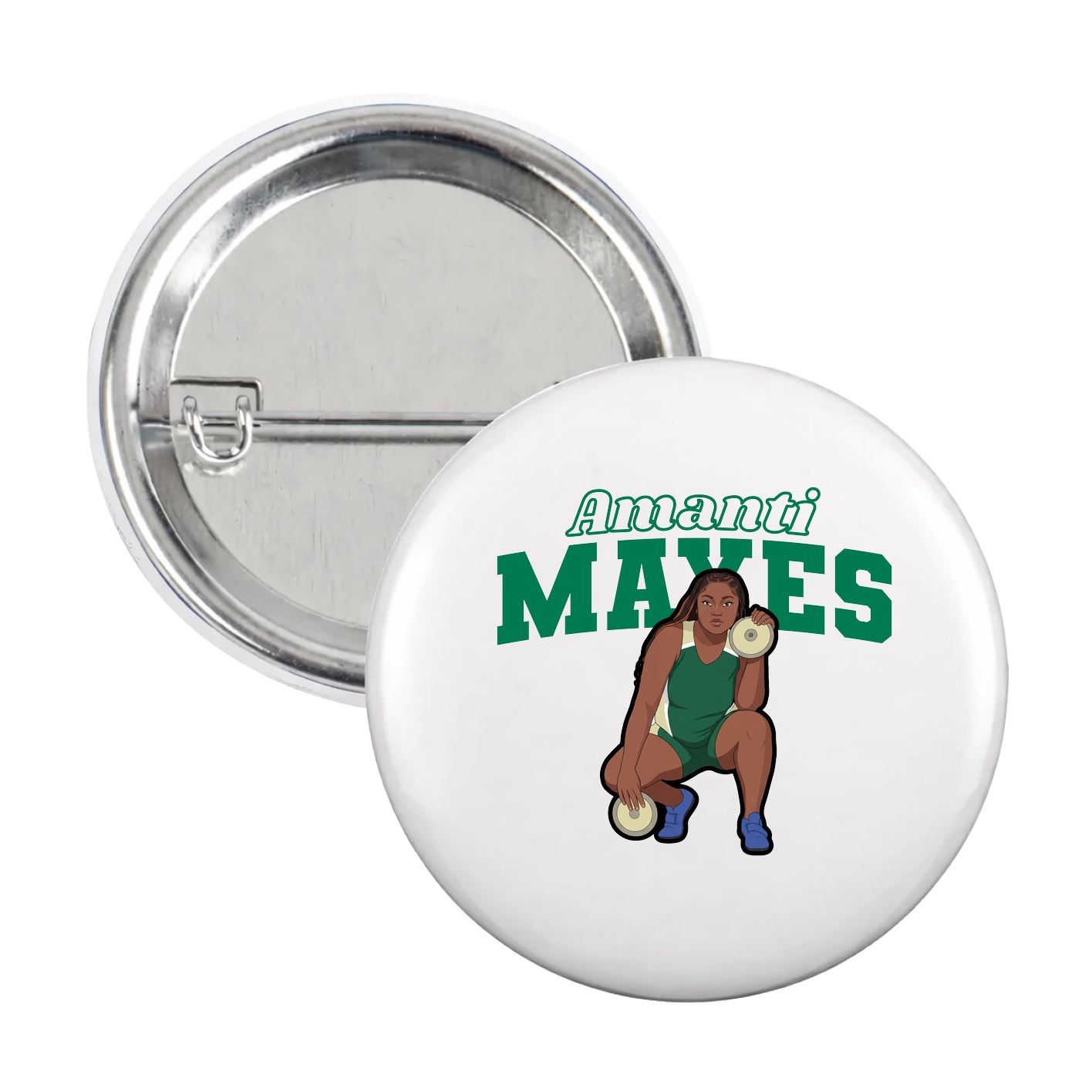 Game Day Button — Name Arch in White
