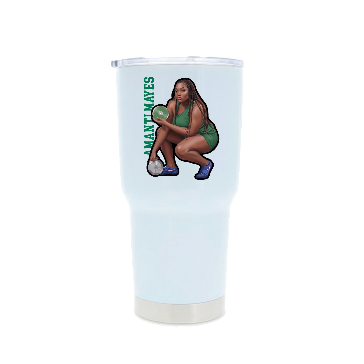 30oz Stainless Steel Tumbler — Name Vertical in White
