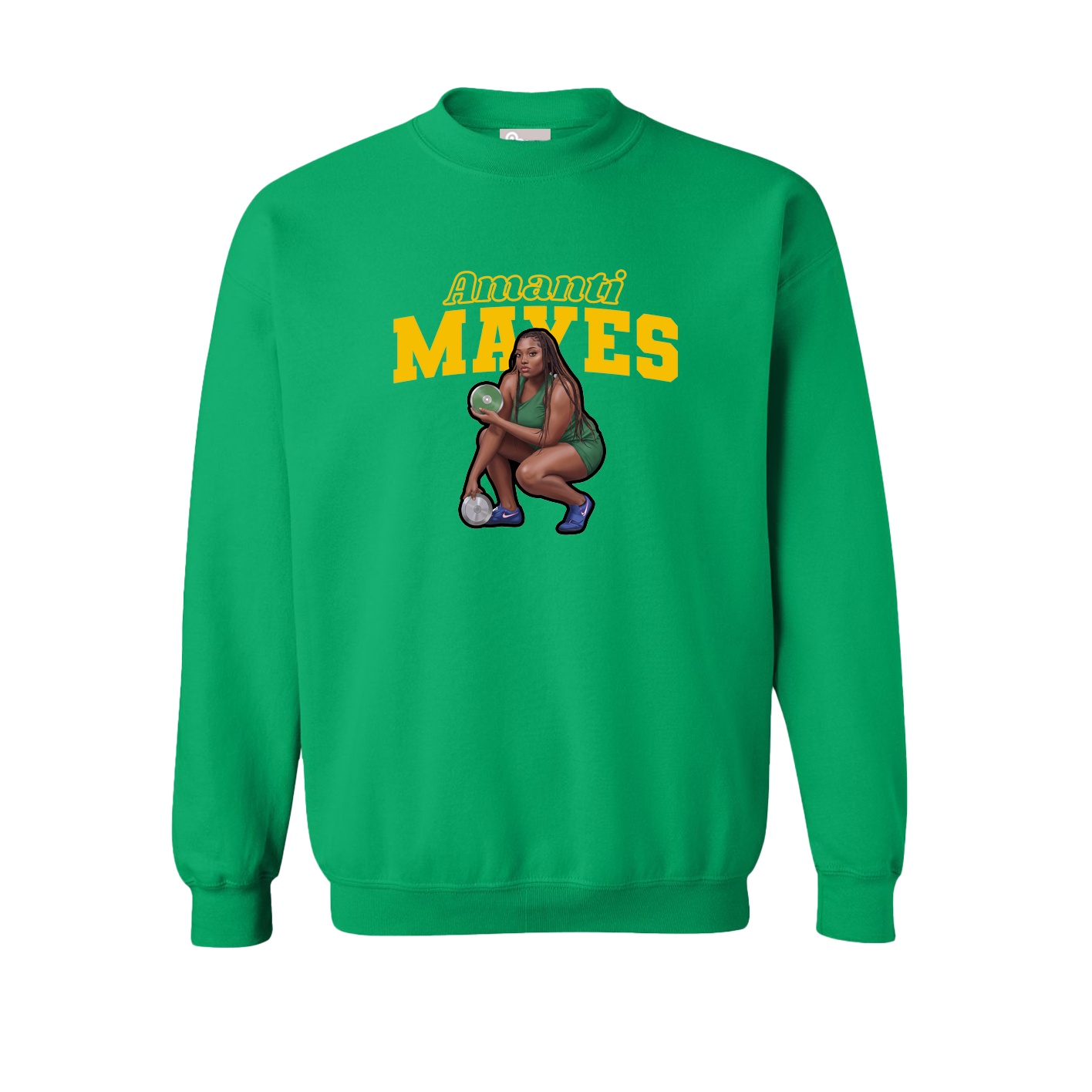 Fleece Crew — Name Arch in Green