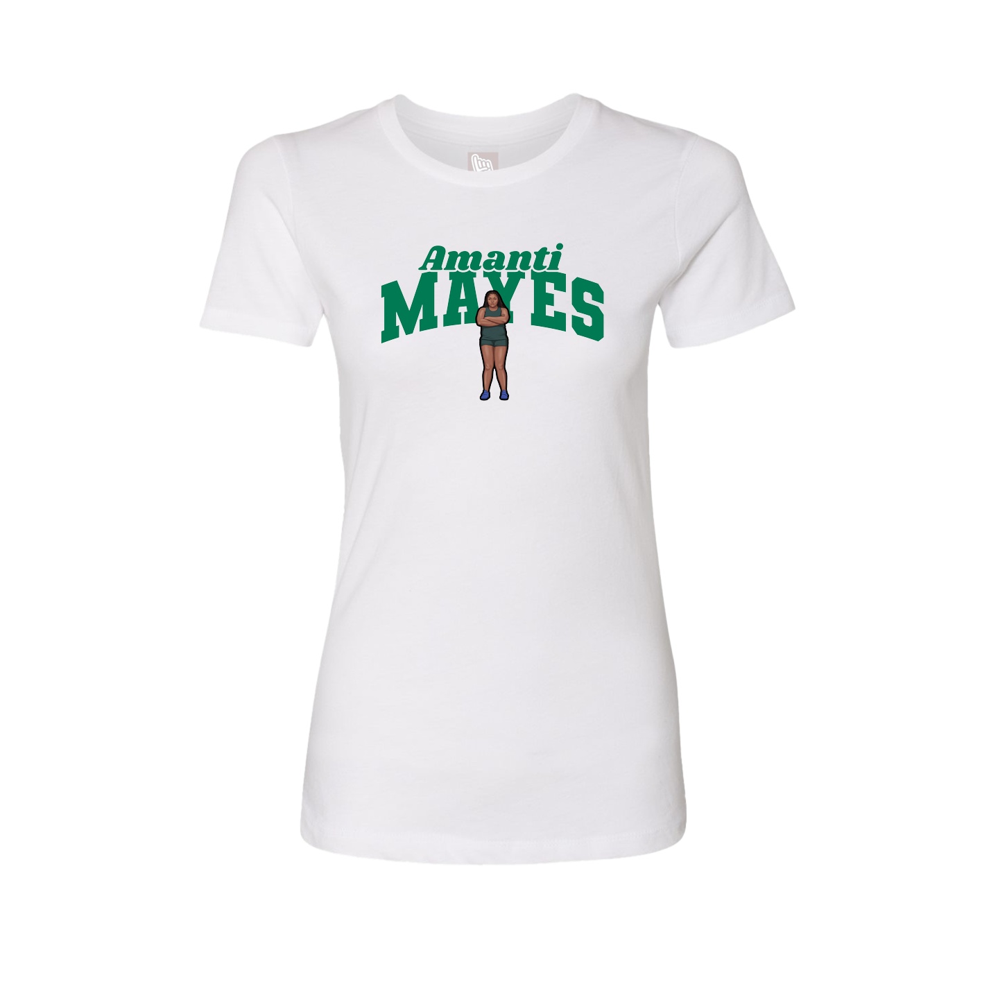 Fitted Women's Tee — Signature Arch in White