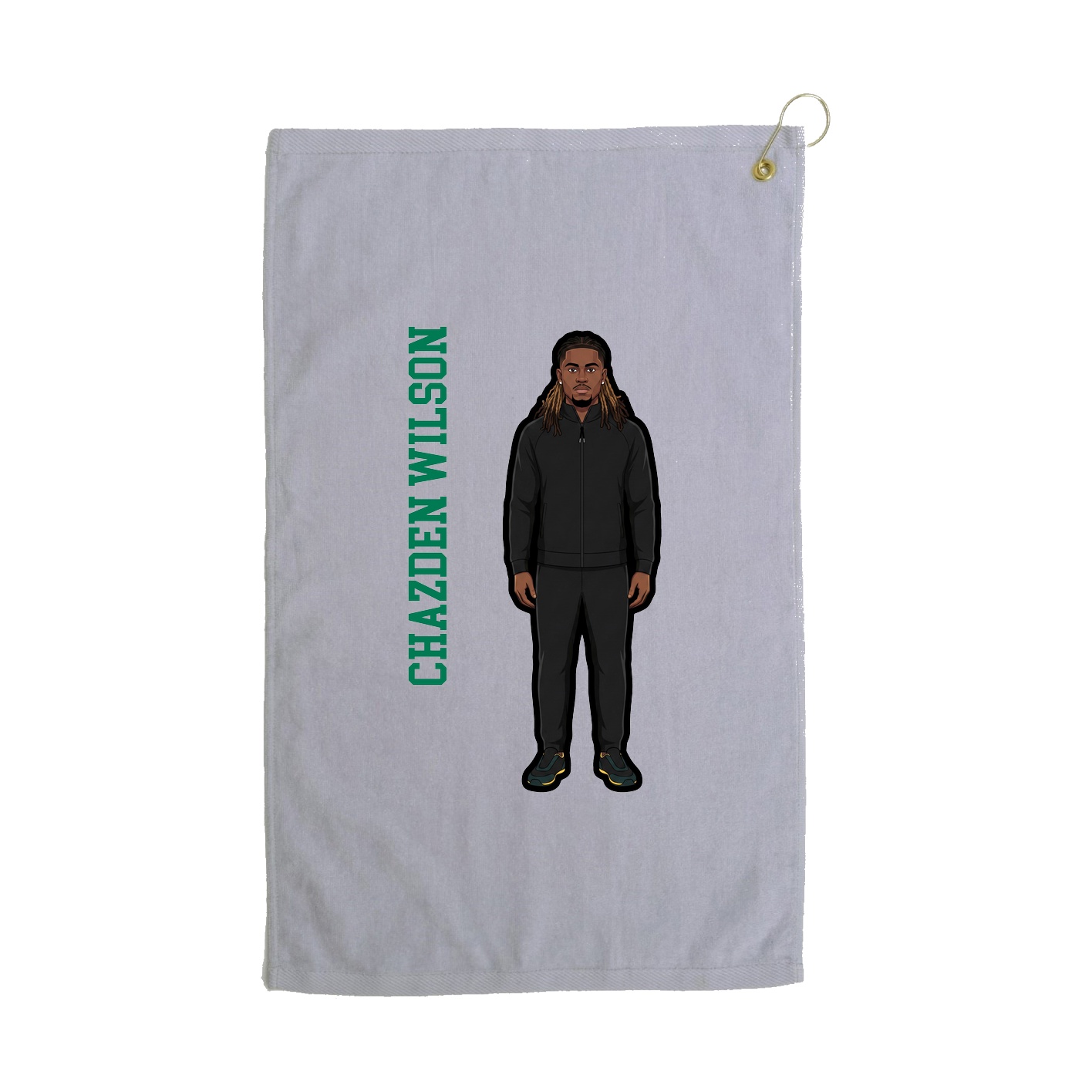 Golf Towel — Name Vertical in Grey