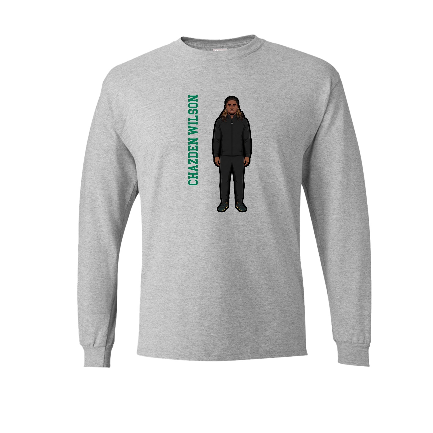 Long Sleeve Tee — Name Vertical in Grey