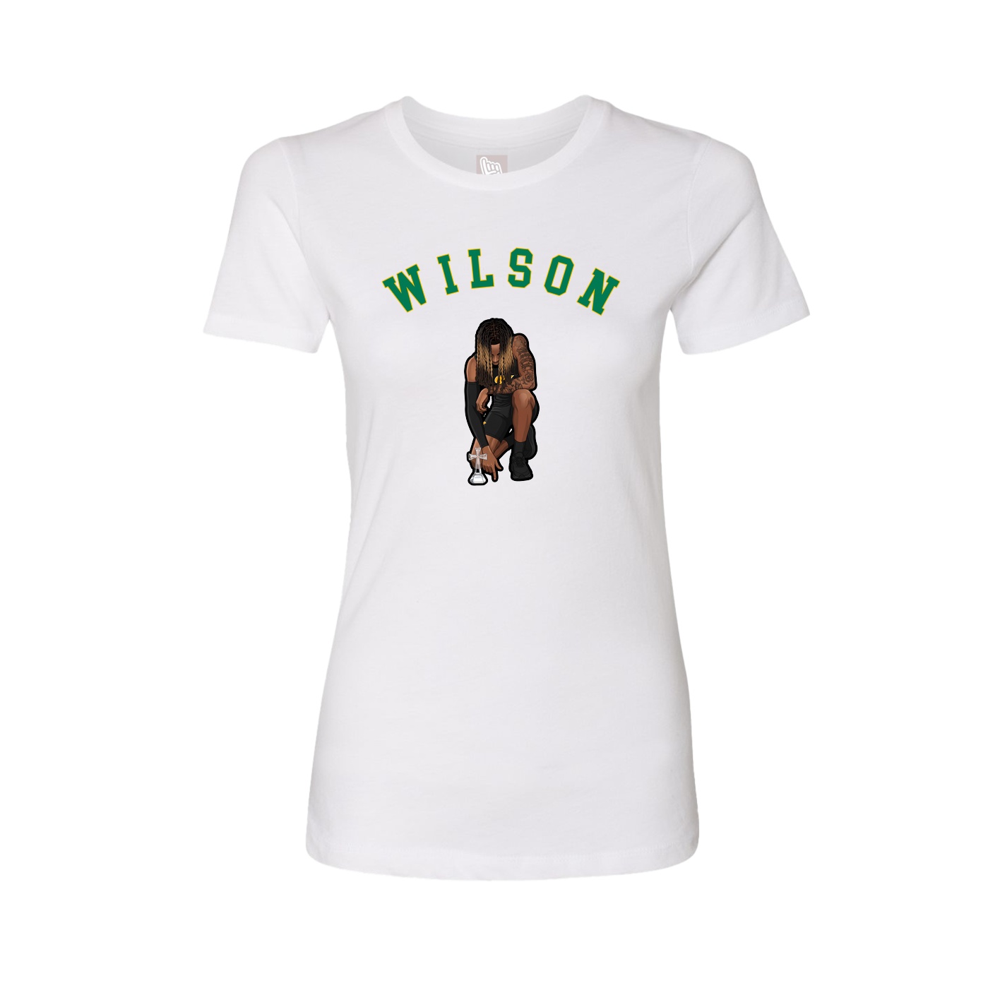 Fitted Women's Tee — Shirsey Arch in White
