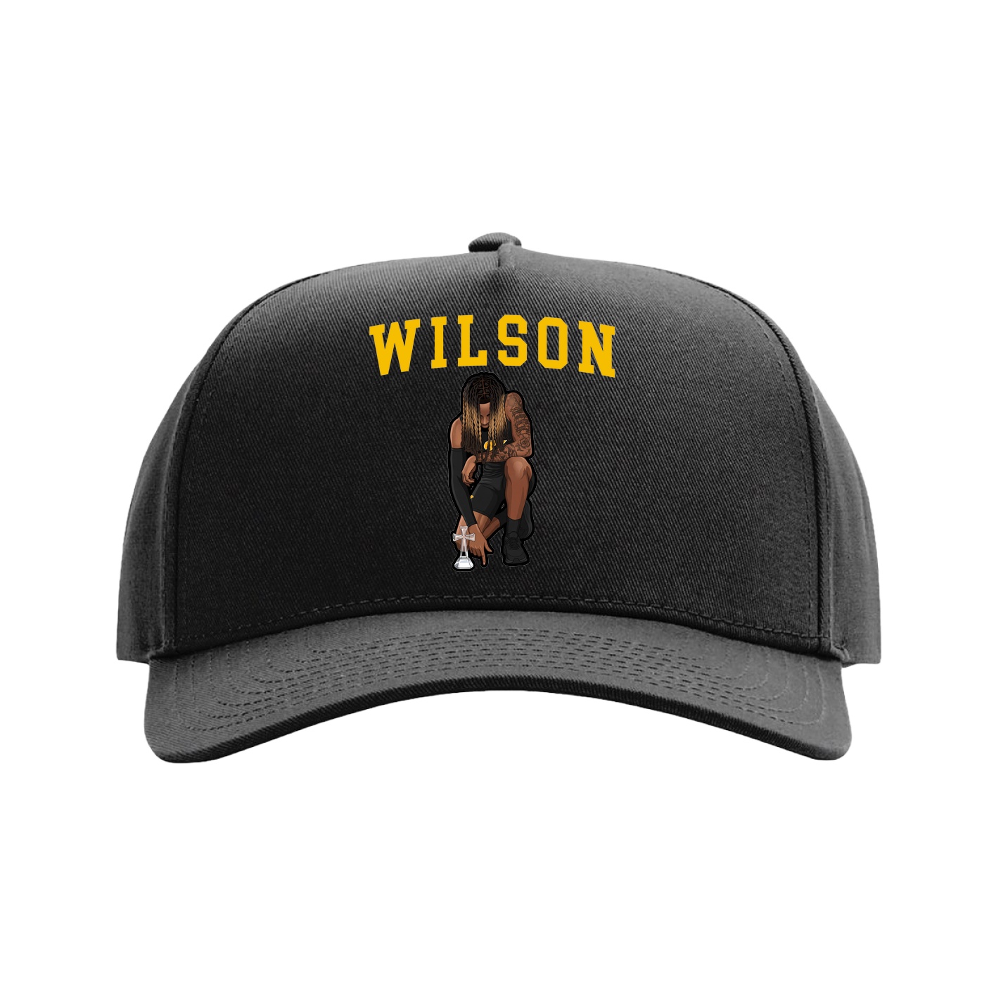 Full Fabric Five-Panel Champ Cap — Shirsey in Black