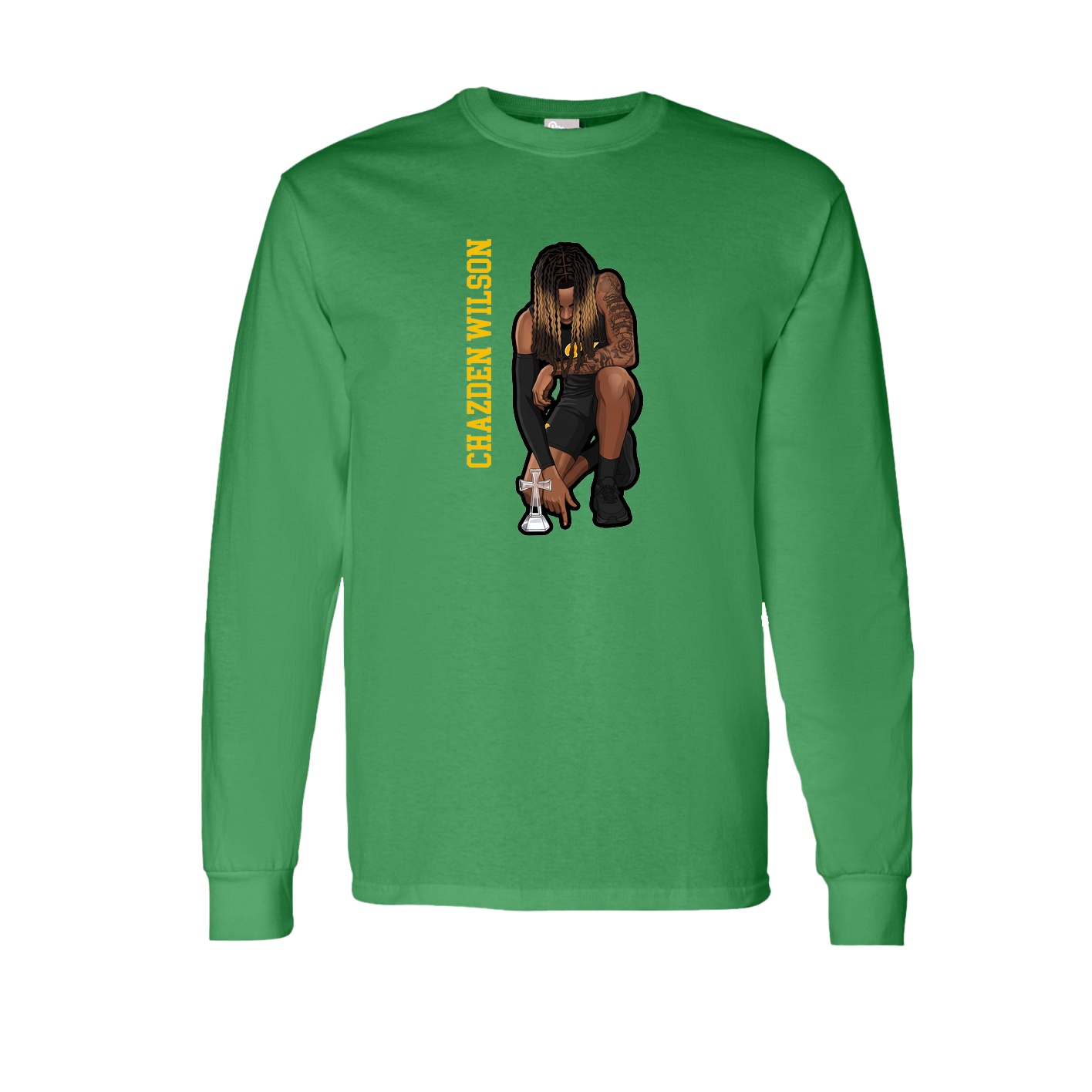 Long Sleeve Tee — Name Vertical in Green