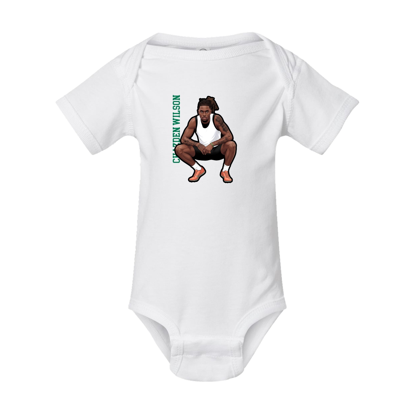 Baby Onesie — Name Vertical in White
