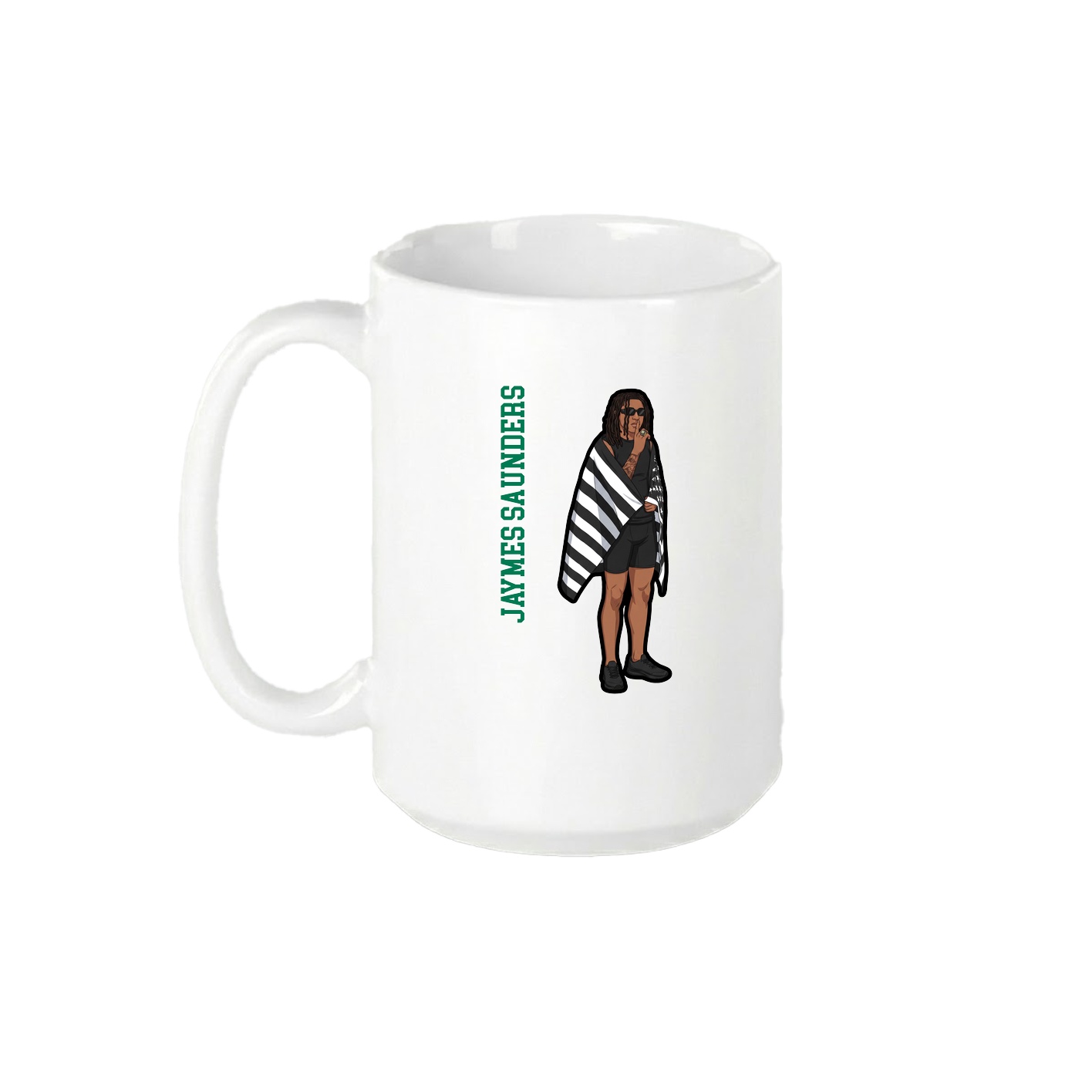 15oz Coffee Mug — Name Vertical in White