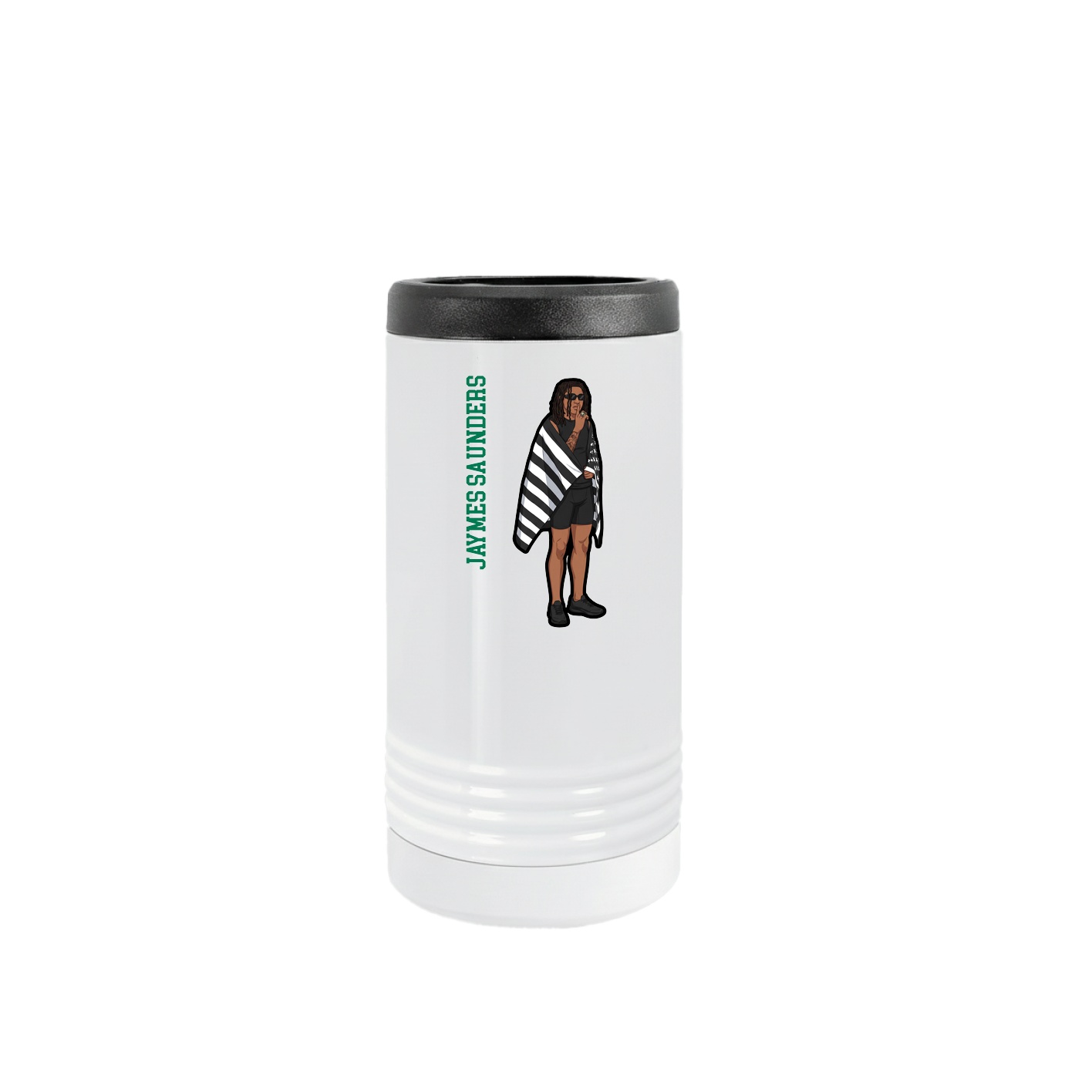 Slim Beverage Holder — Name Vertical in White