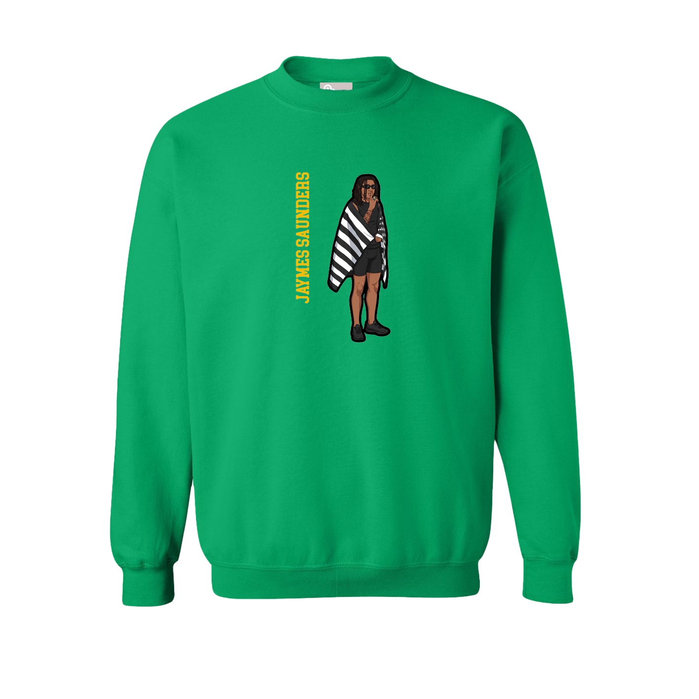 Fleece Crew — Name Vertical in Green