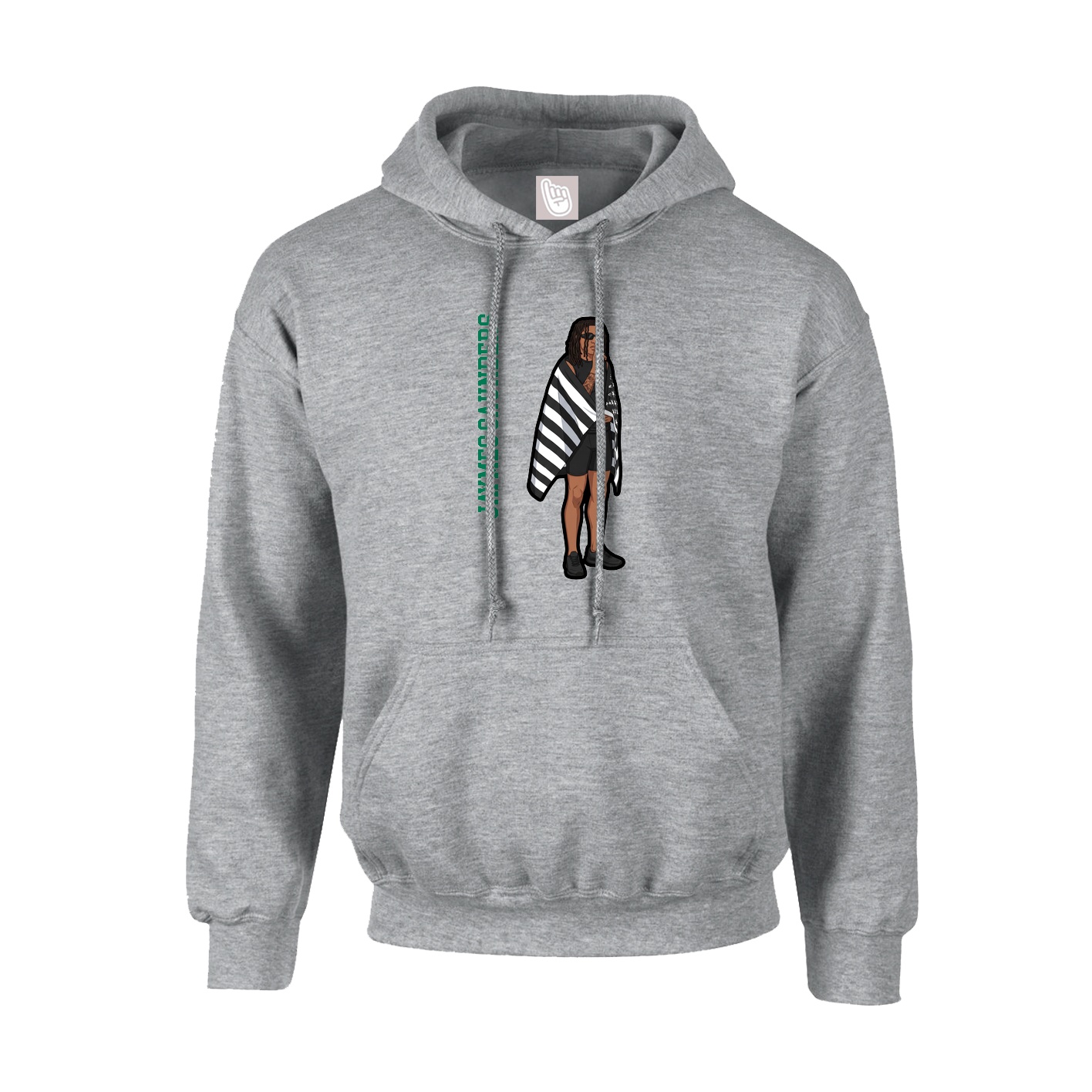 Youth Hoodie — Name Vertical in Grey