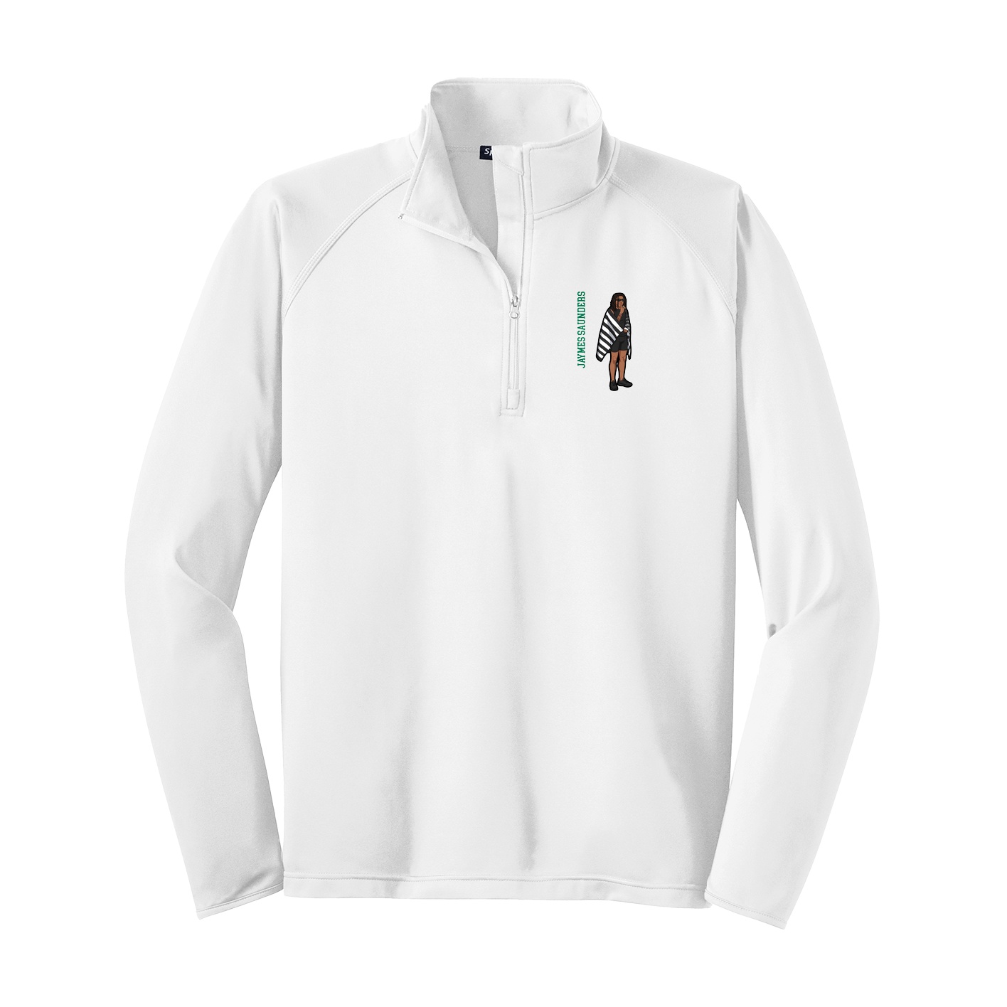 Q-Zip Pullover — Name Vertical in White