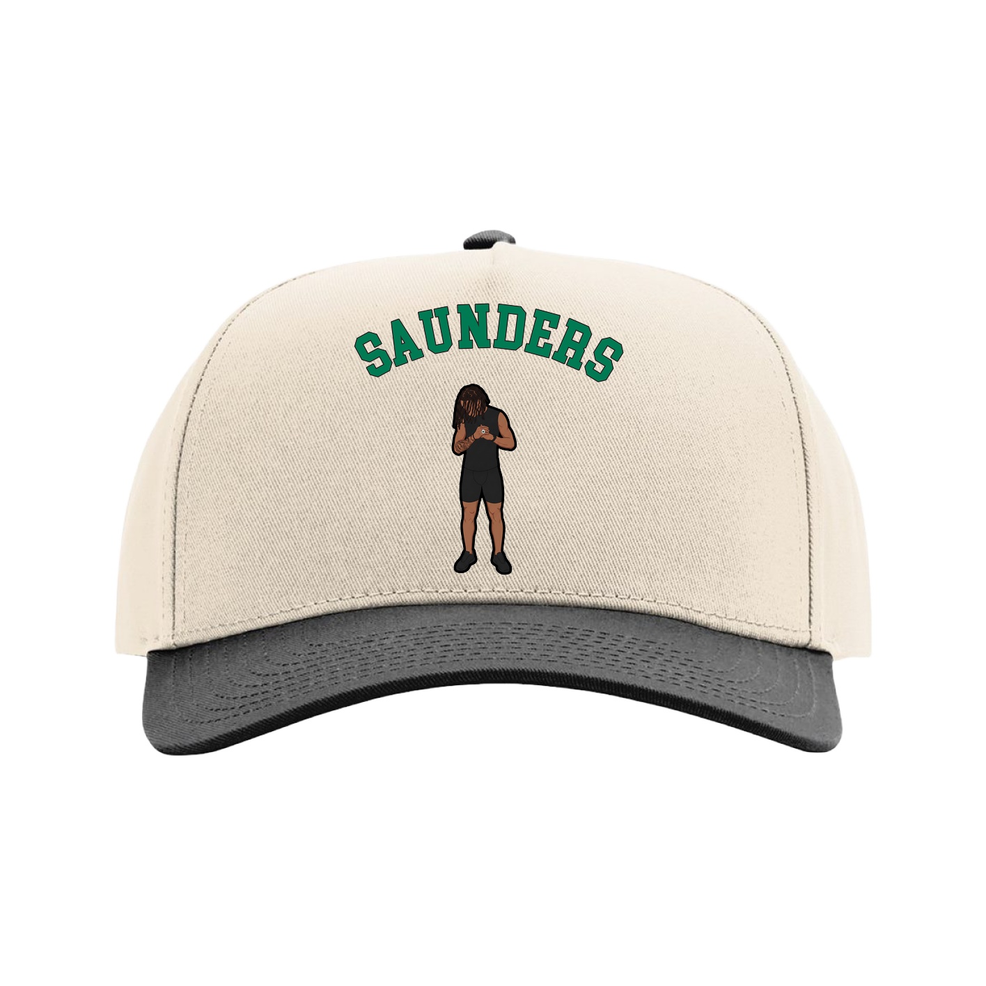 Full Fabric Five-Panel Champ Cap — Shirsey Arch in Cream/Black