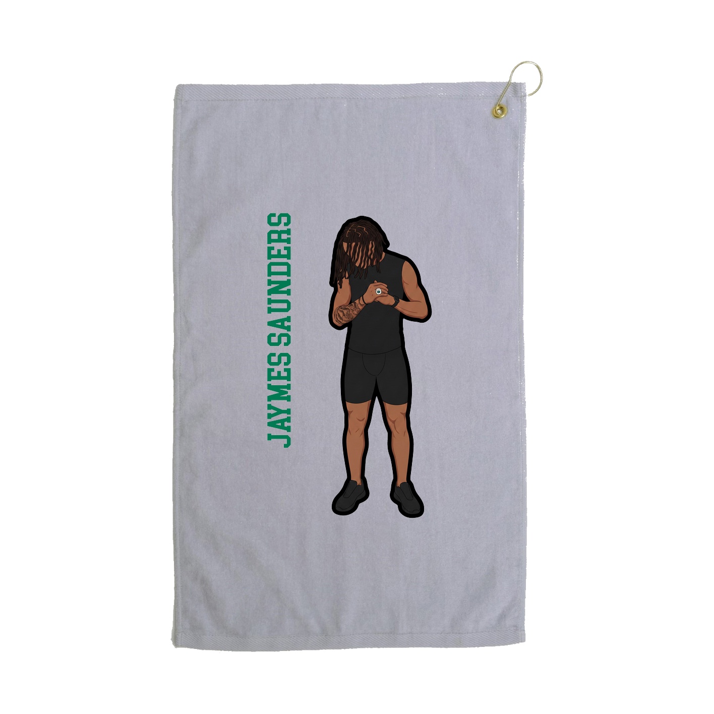Golf Towel — Name Vertical in Grey