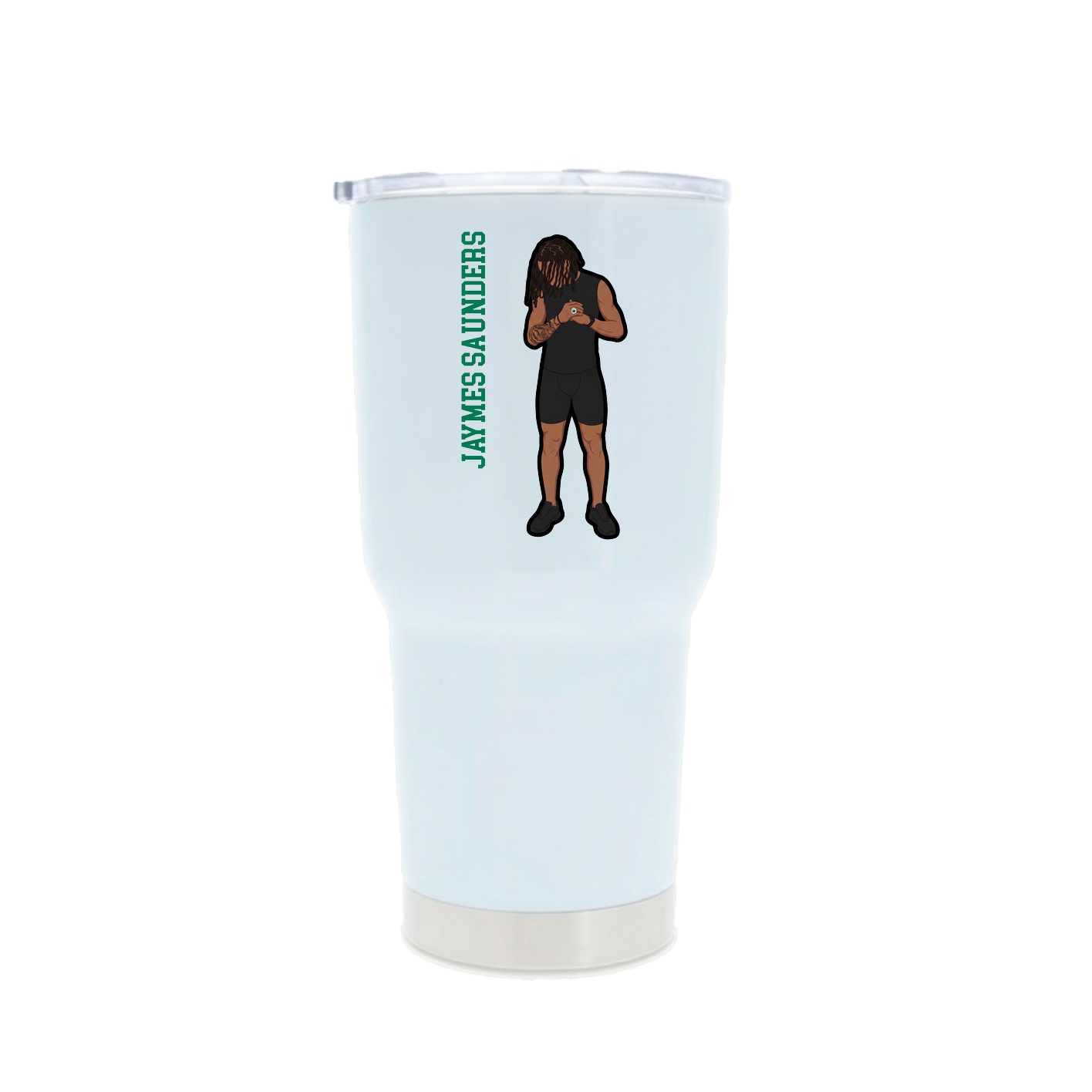 30oz Stainless Steel Tumbler — Name Vertical in White