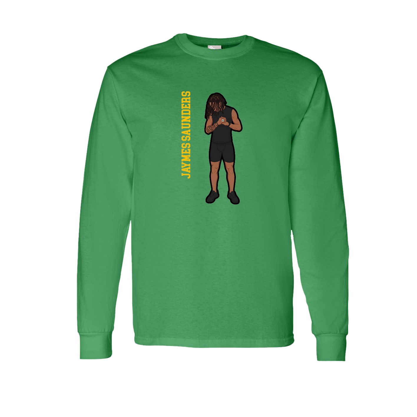 Long Sleeve Tee — Name Vertical in Green