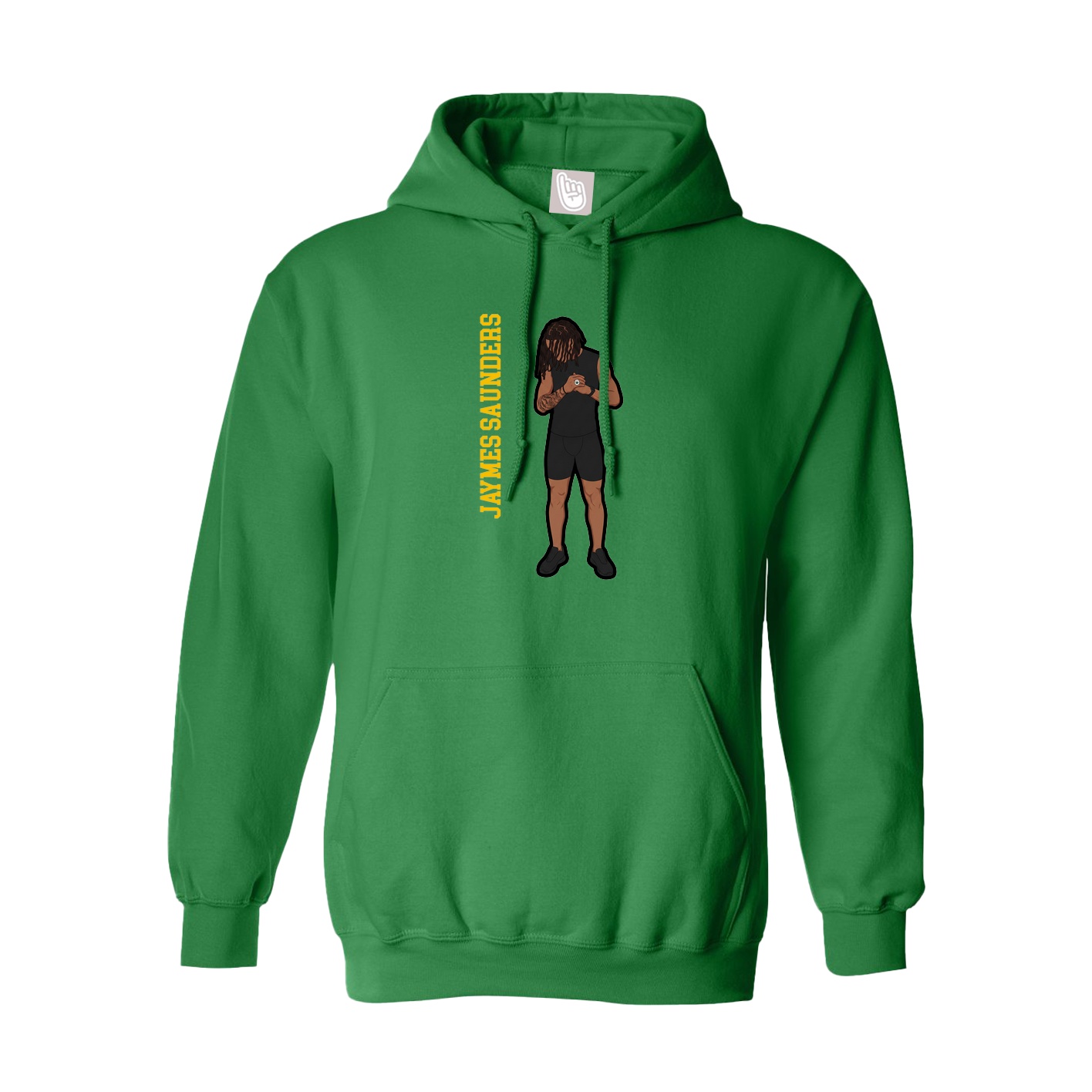 Hoodie — Name Vertical in Green